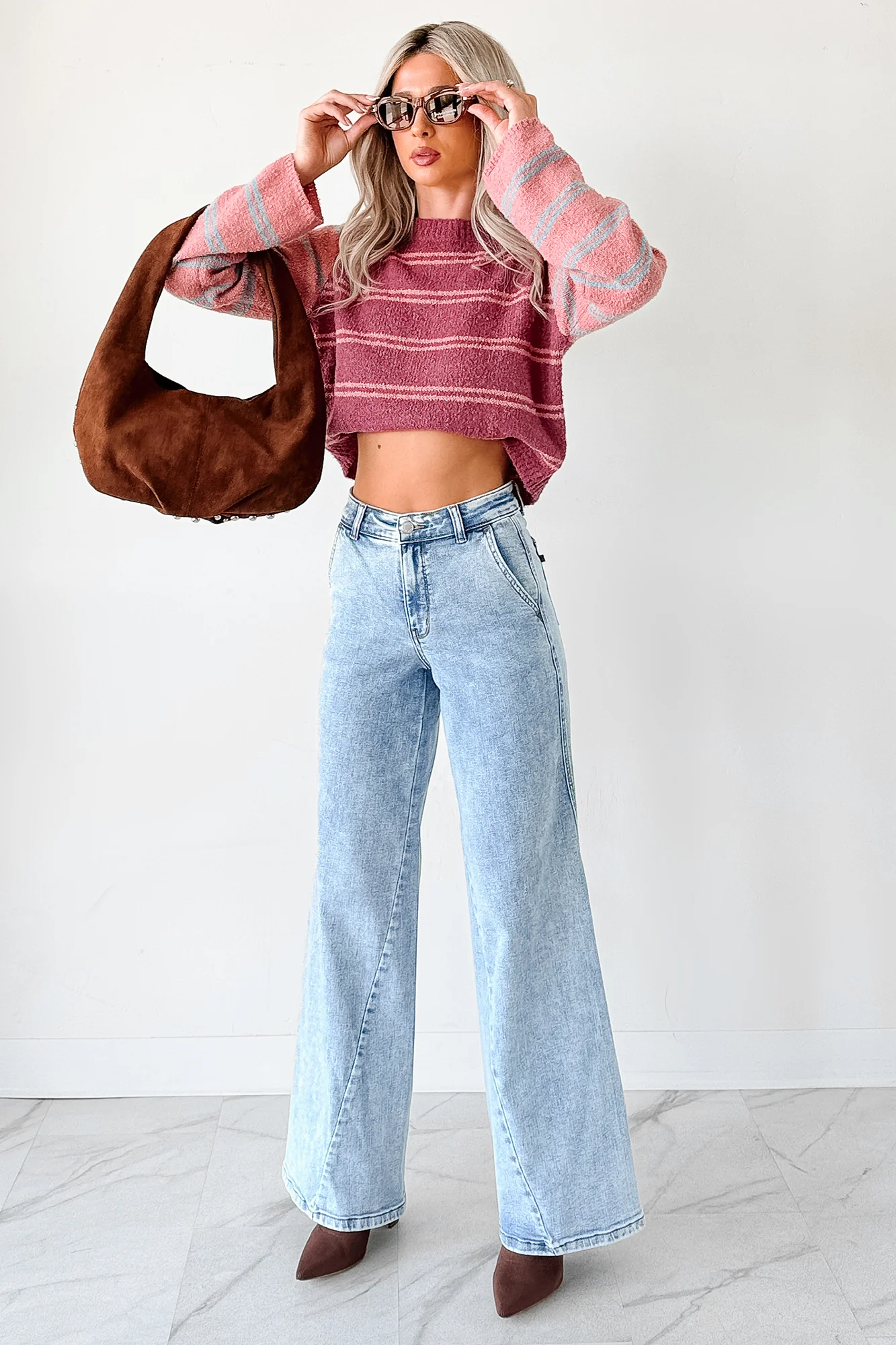Beyond Ordinary Striped Knit Sweater (Plum Combo) - Image 10