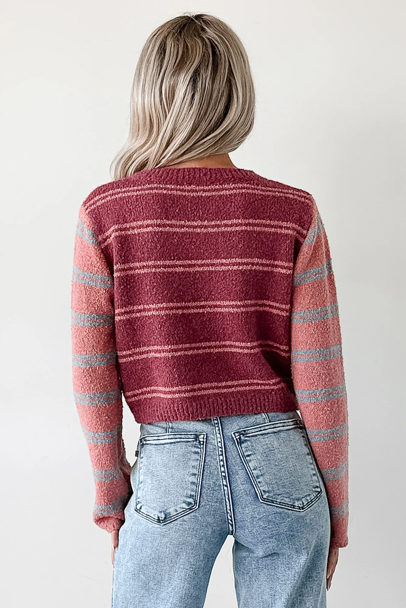 Beyond Ordinary Striped Knit Sweater (Plum Combo) - Image 3