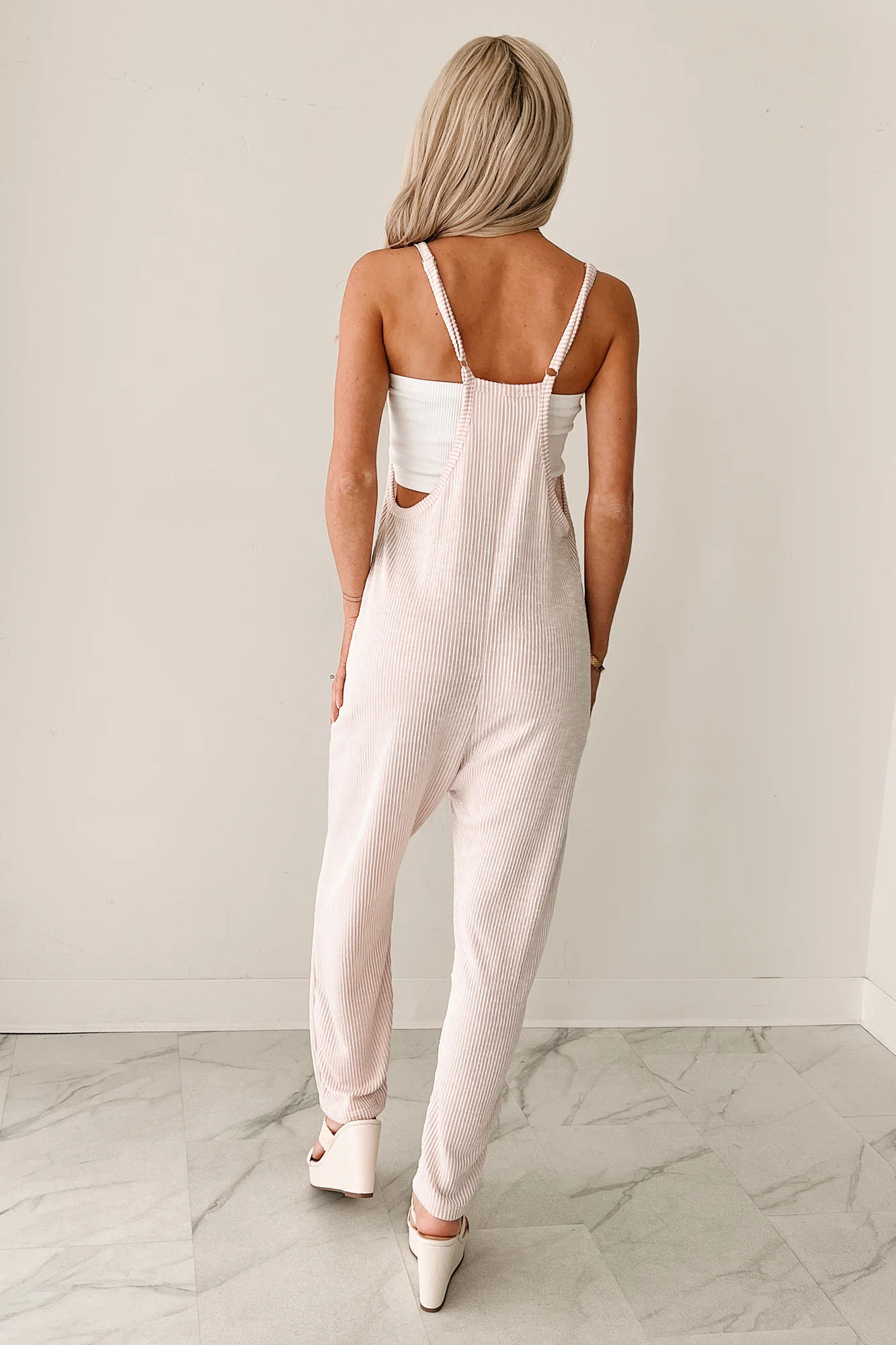 Blankets & Coffee Striped Jumpsuit (Ivory/Pink) - Image 3