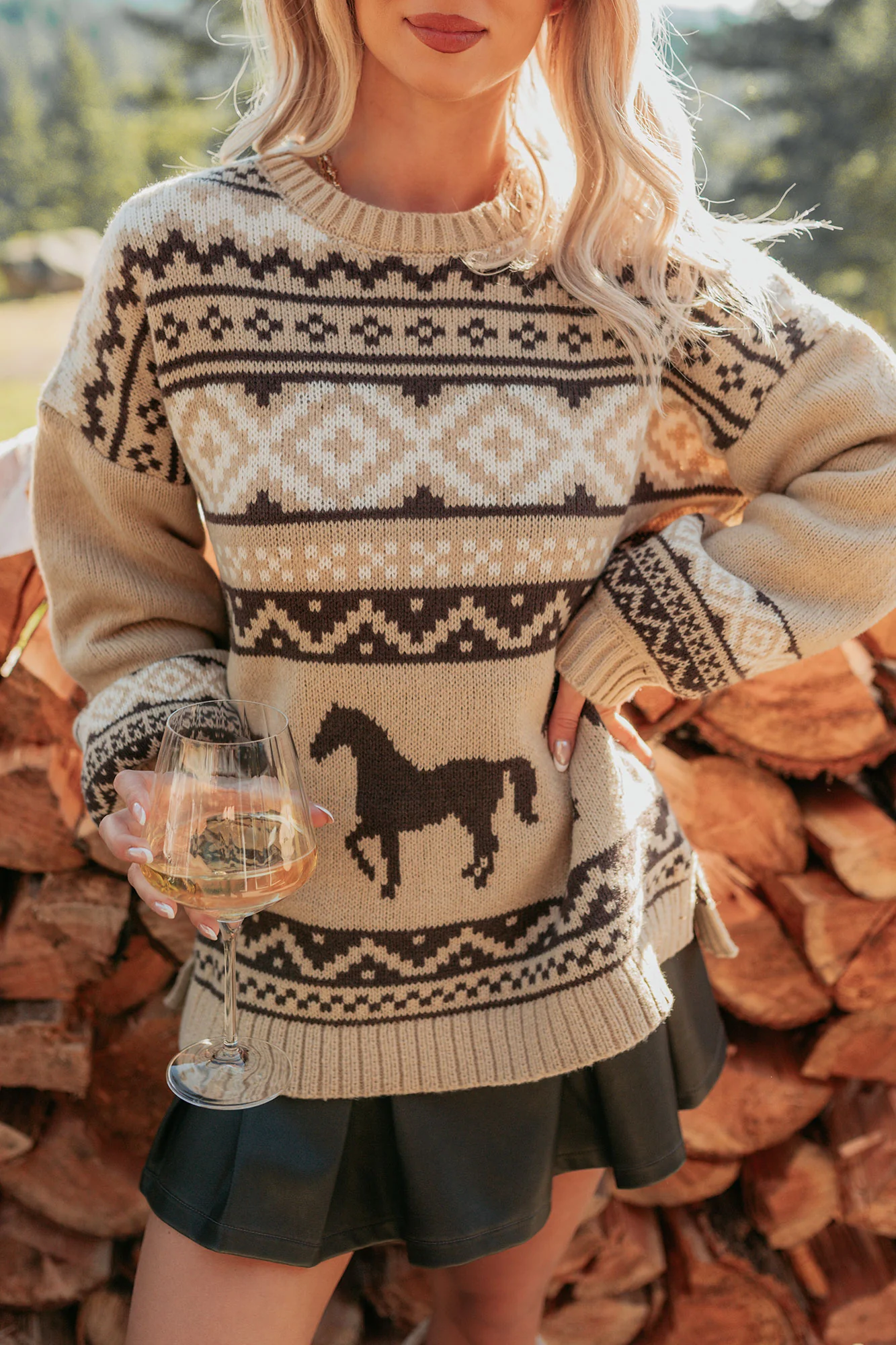 Bless Your Boots Western Print Sweater (Mocha) - Image 3