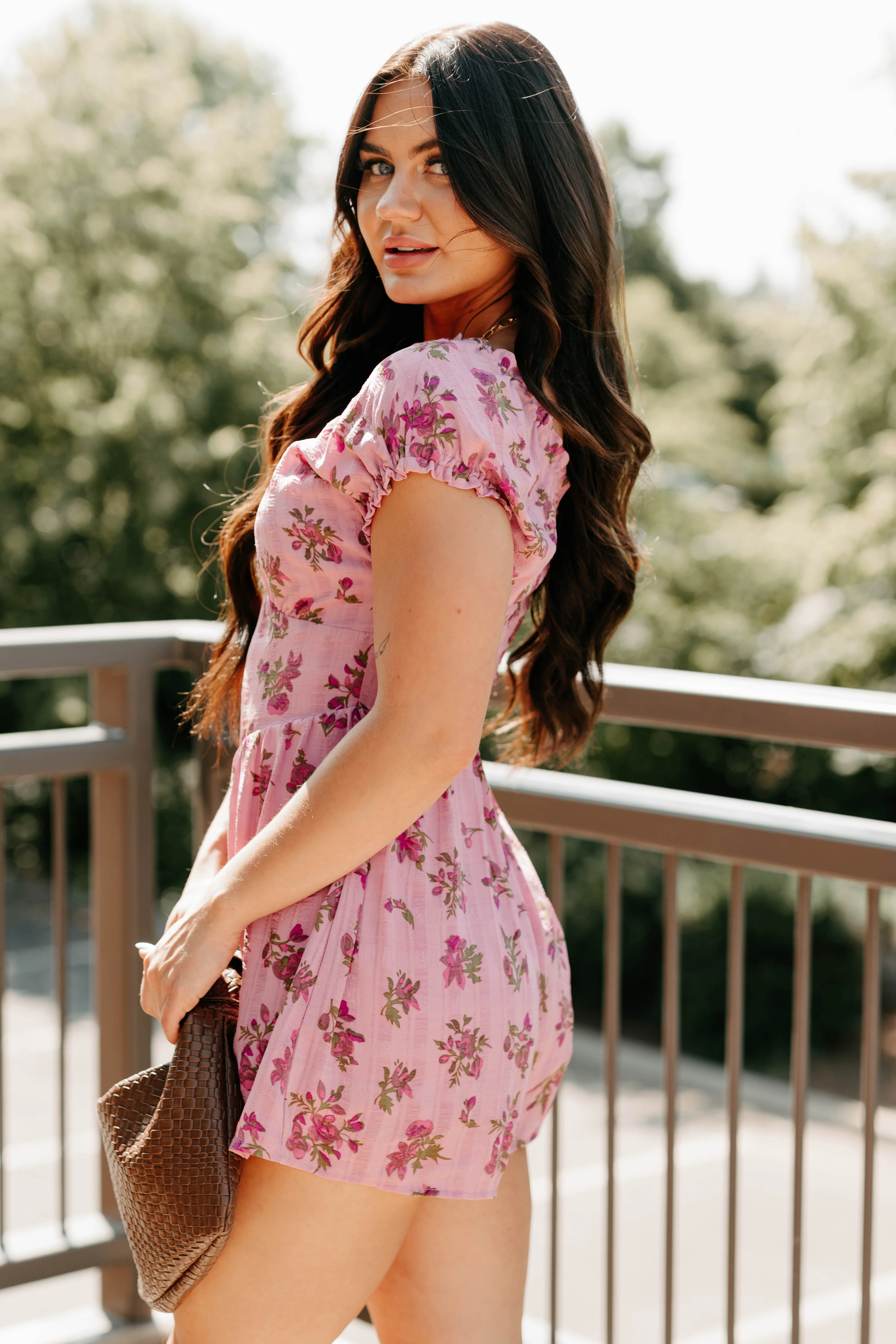 Bloom For You Short Sleeve Floral Romper (Pink) - Image 4