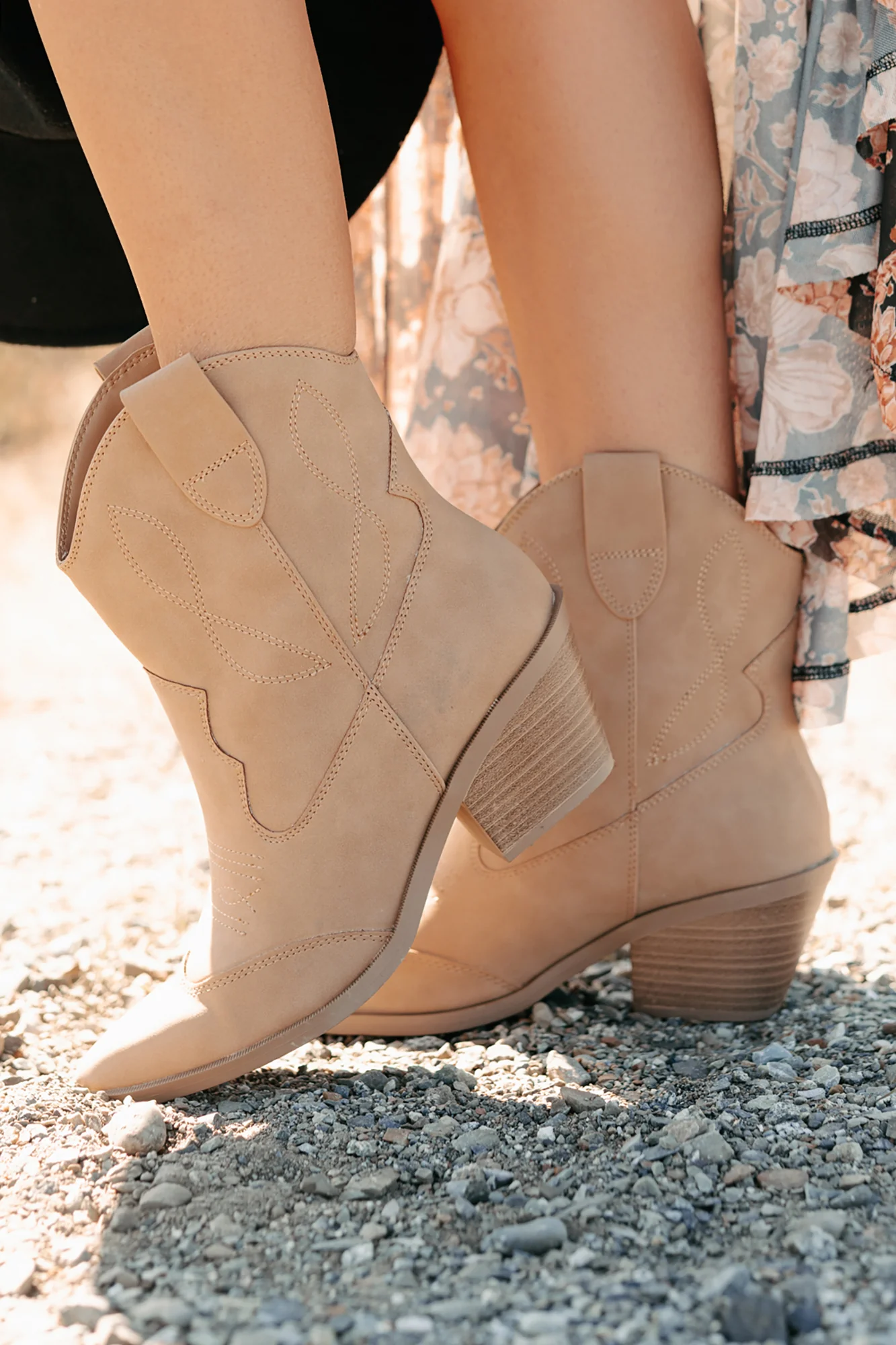 Blossom & Boots Pointed Toe Western Booties (Camel) - Image 2