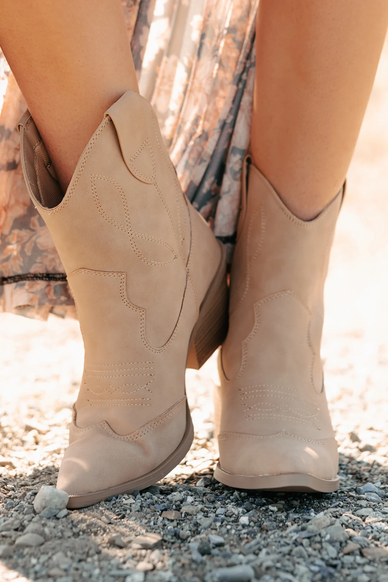 Blossom & Boots Pointed Toe Western Booties (Camel) - Image 3