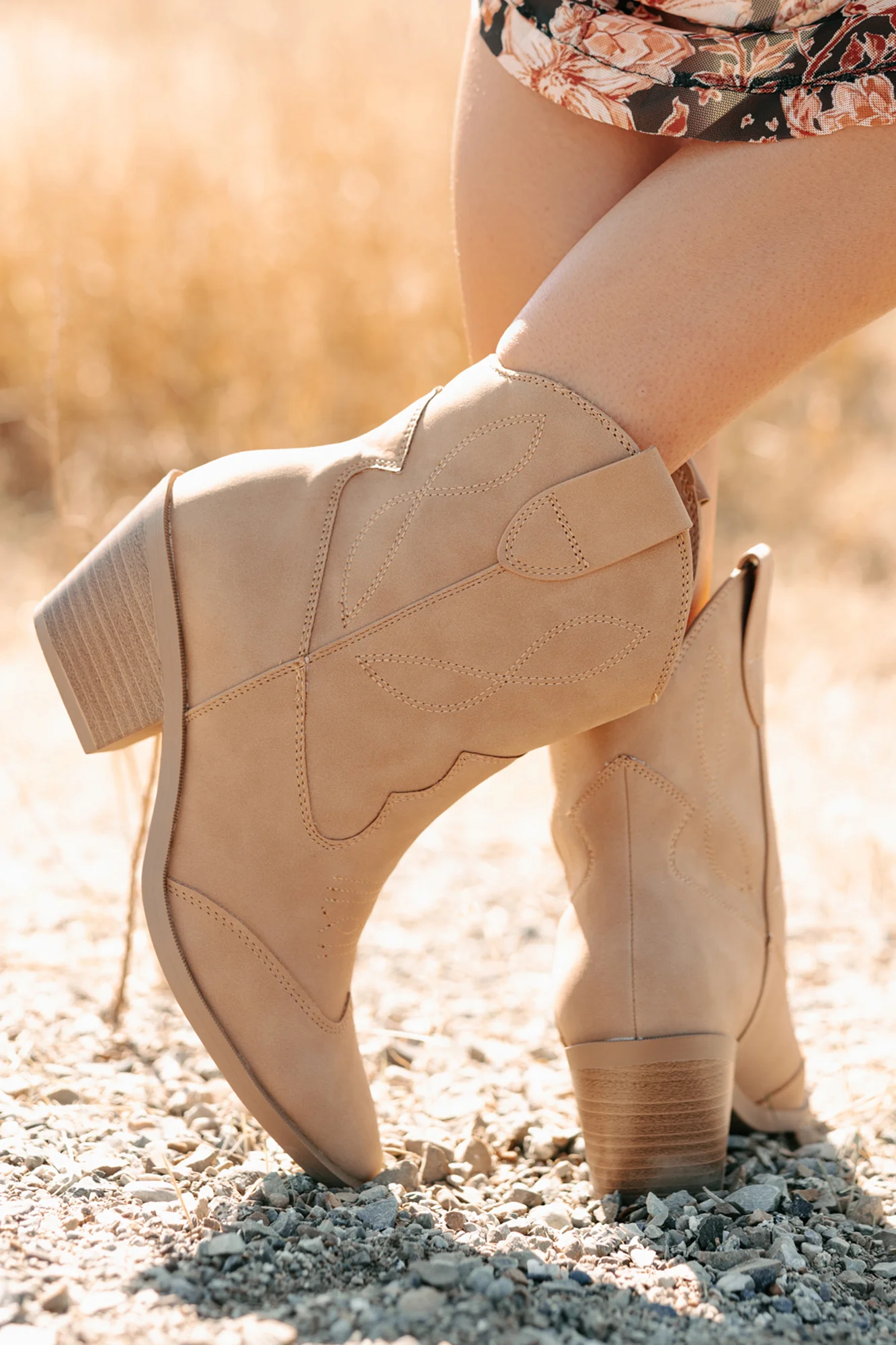Blossom & Boots Pointed Toe Western Booties (Camel) - Image 5