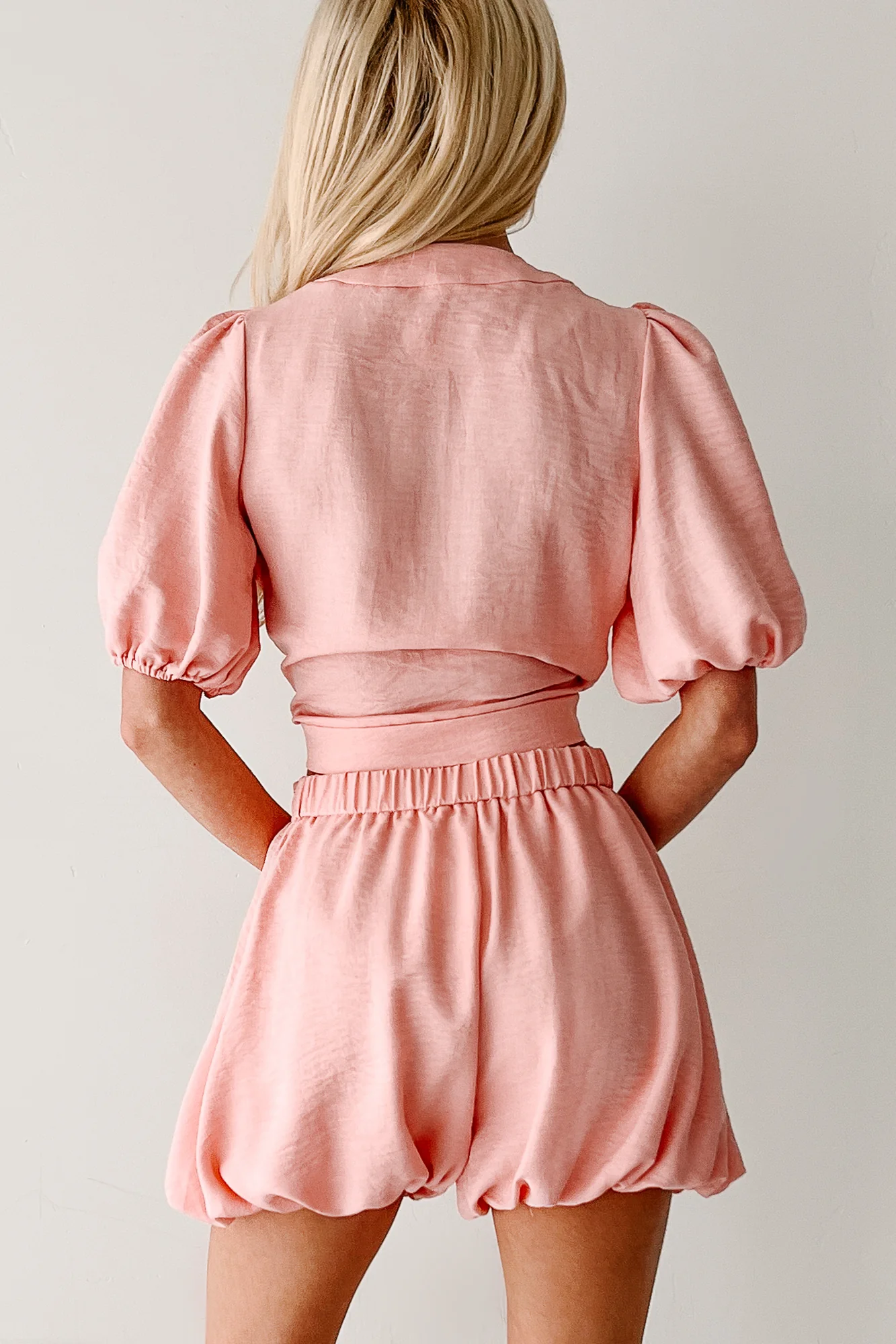 Blush & Whisper Tie Top & Bubble Shorts Set (Pink) - Image 7