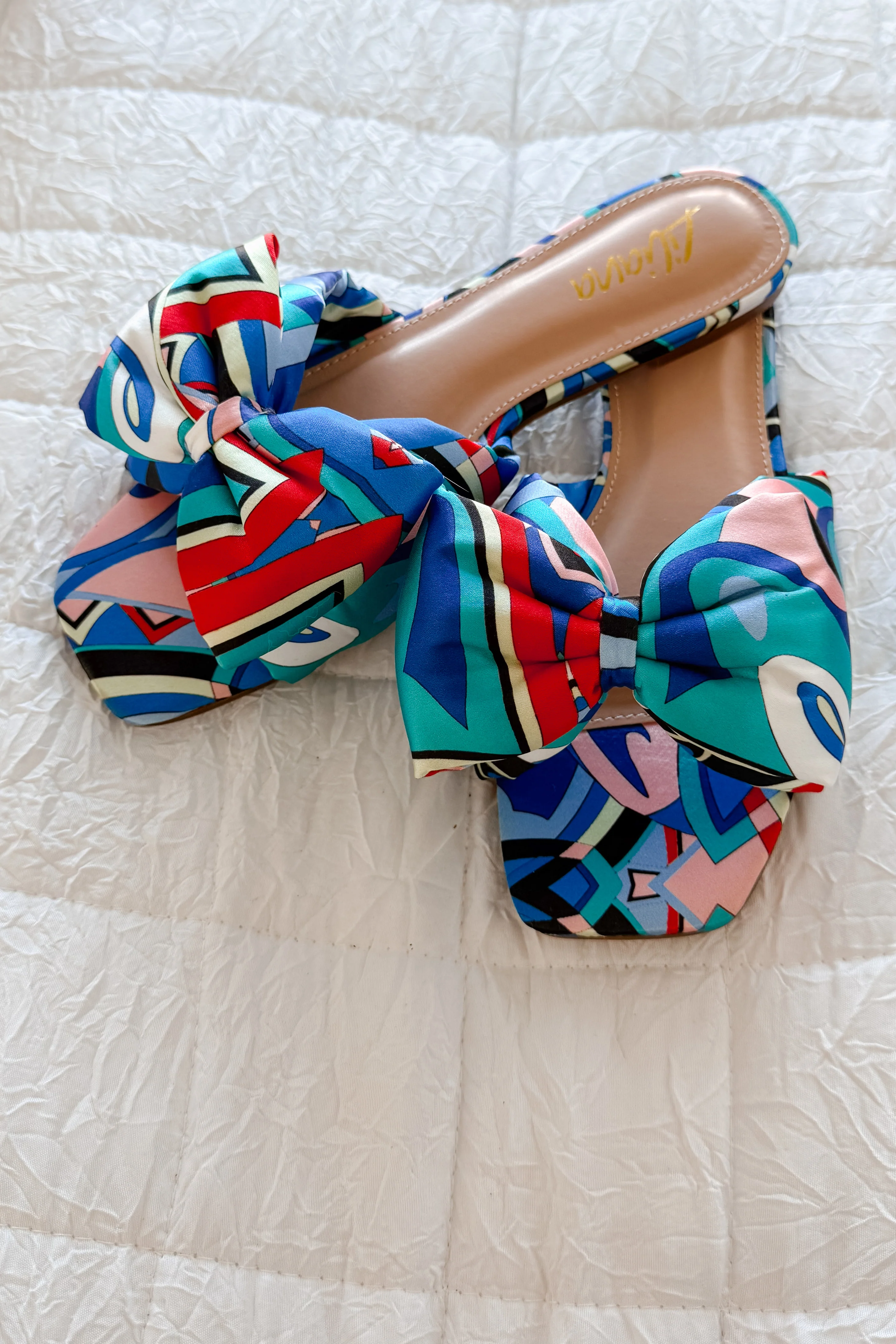 Boardwalk Bliss Square Toe Bowtie Sandals (Blue) - Image 3