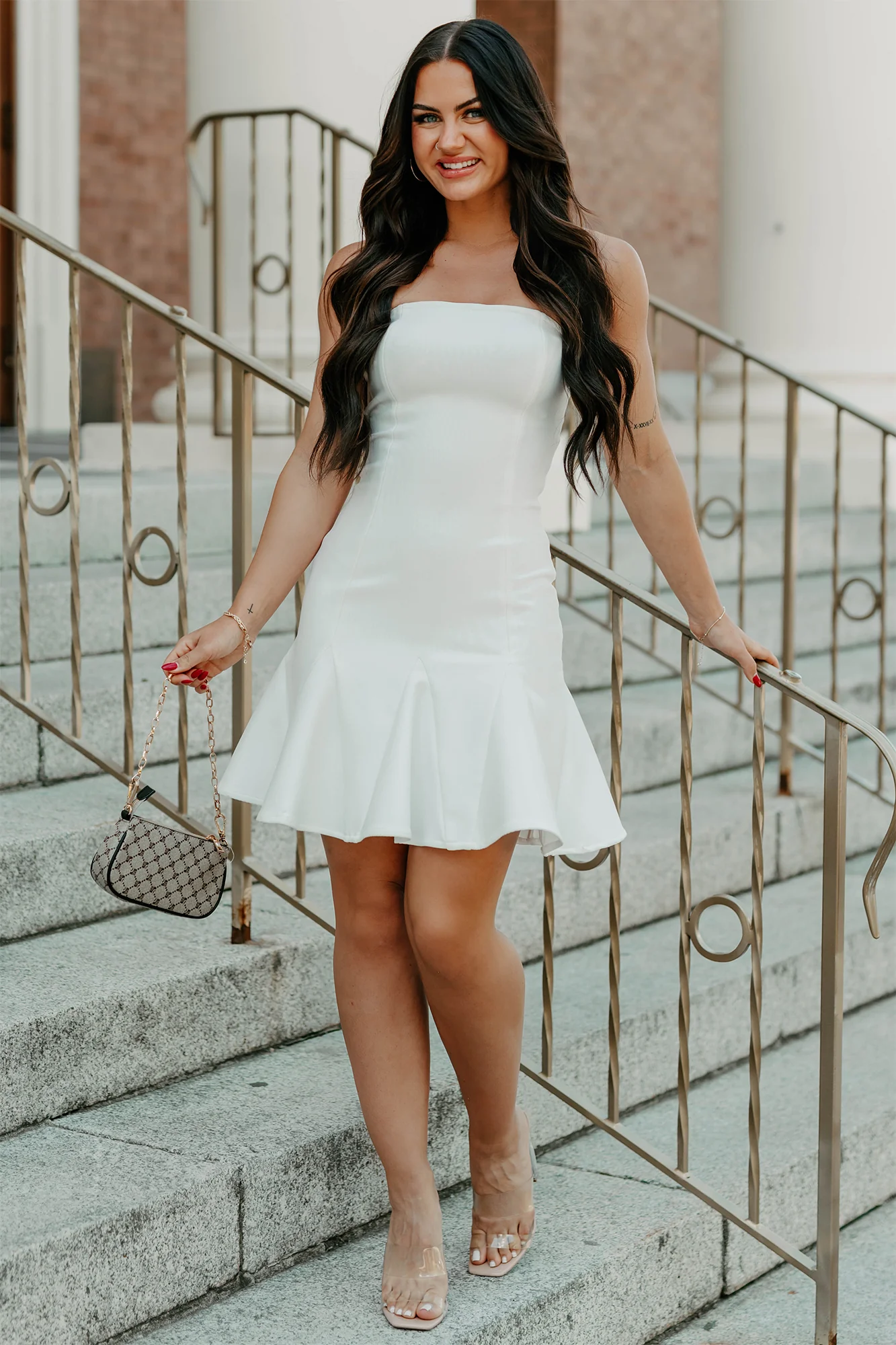 Bold & Beautiful Strapless Mini Dress (White) - Image 2