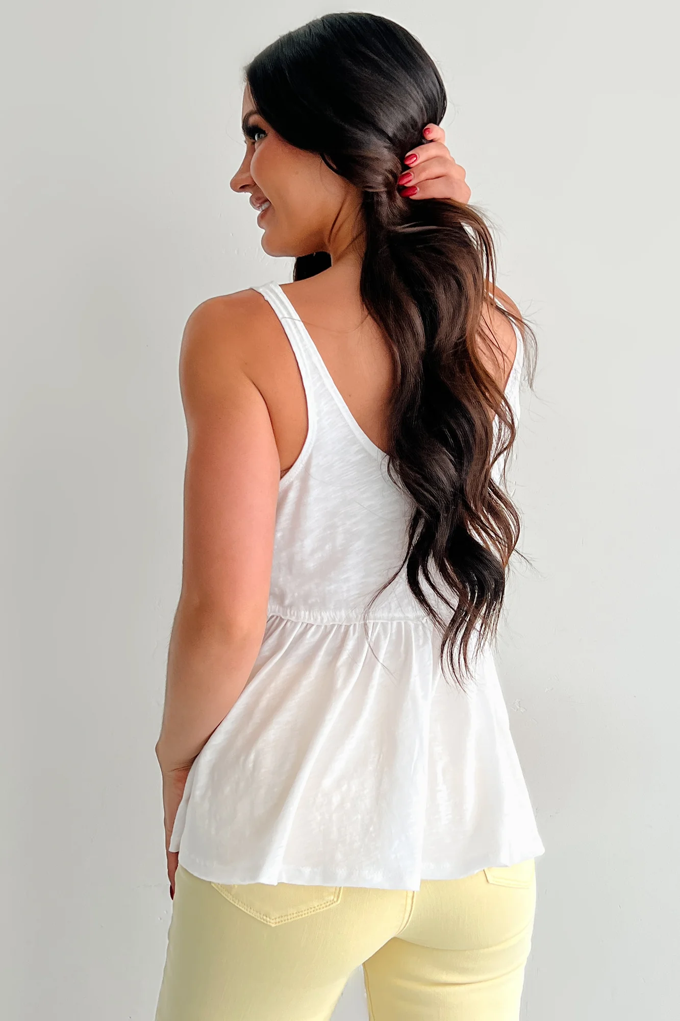 Booked By Brunch Sleeveless Ruffle Top (White) - Image 4