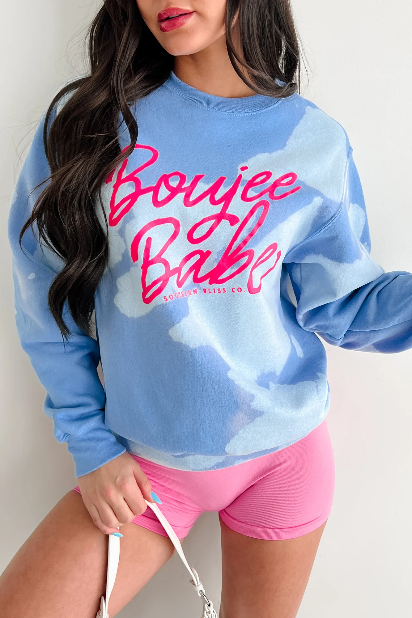 "Boujee Babe" Graphic Cloud Sweatshirt (Blue Bomba) - Image 2