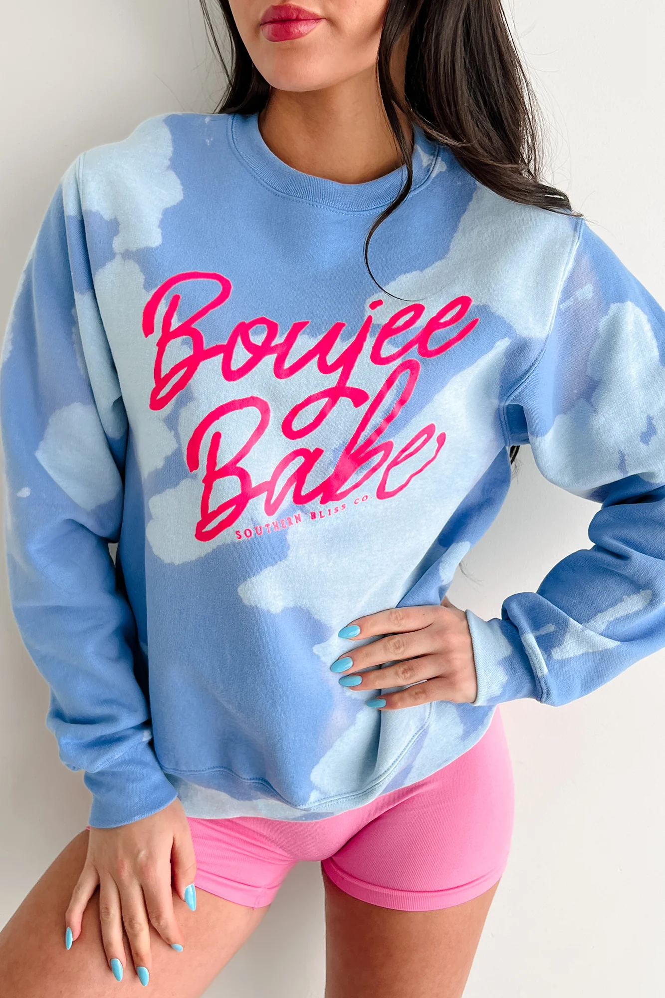 "Boujee Babe" Graphic Cloud Sweatshirt (Blue Bomba) - Image 8