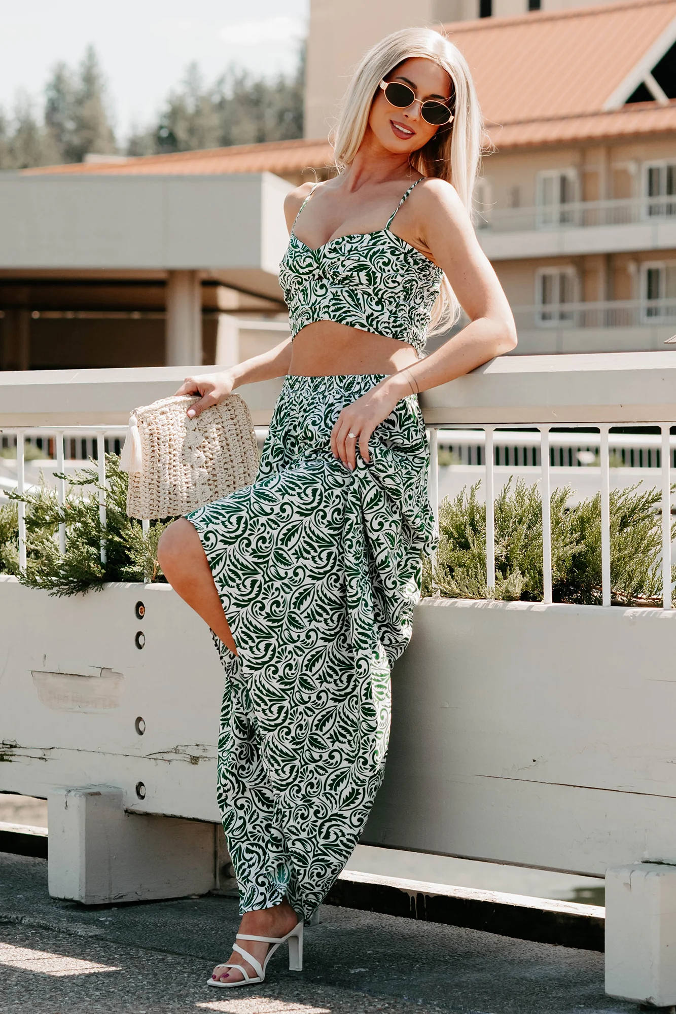 Bouquet Of Bliss Paisley Print Skirt Set (Green) - Image 3