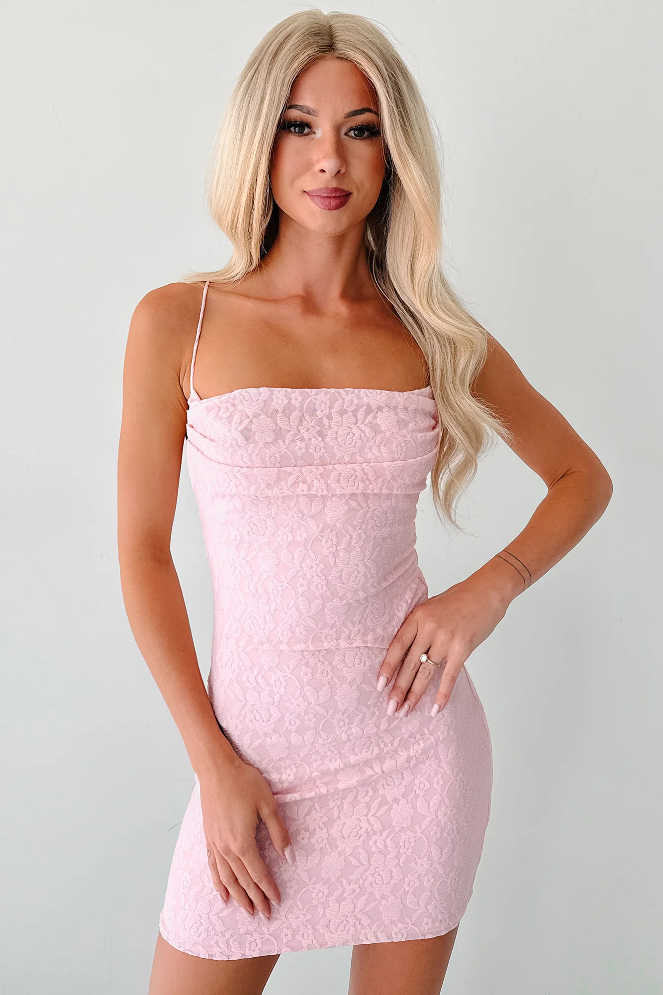 Bow Behavior Sleeveless Floral Mini Dress (Baby Pink) - Image 4