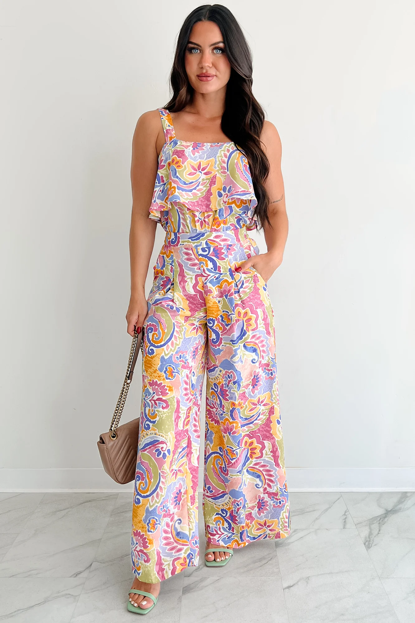 Braelynn Tiered Paisley Print Tank Top (Multi) - Image 2