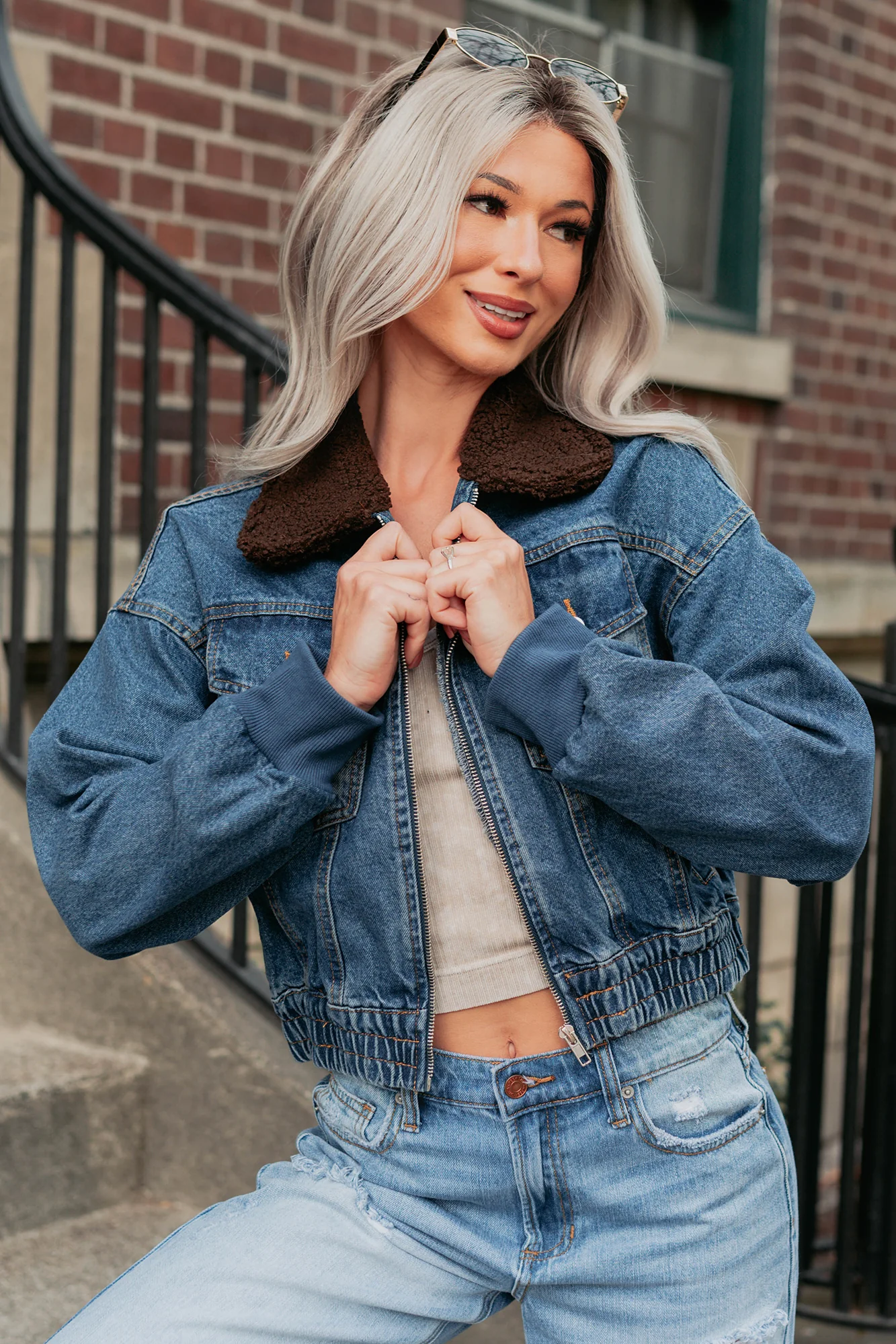Breaking The Quiet Sherpa Collared Jacket (Denim) - Image 10