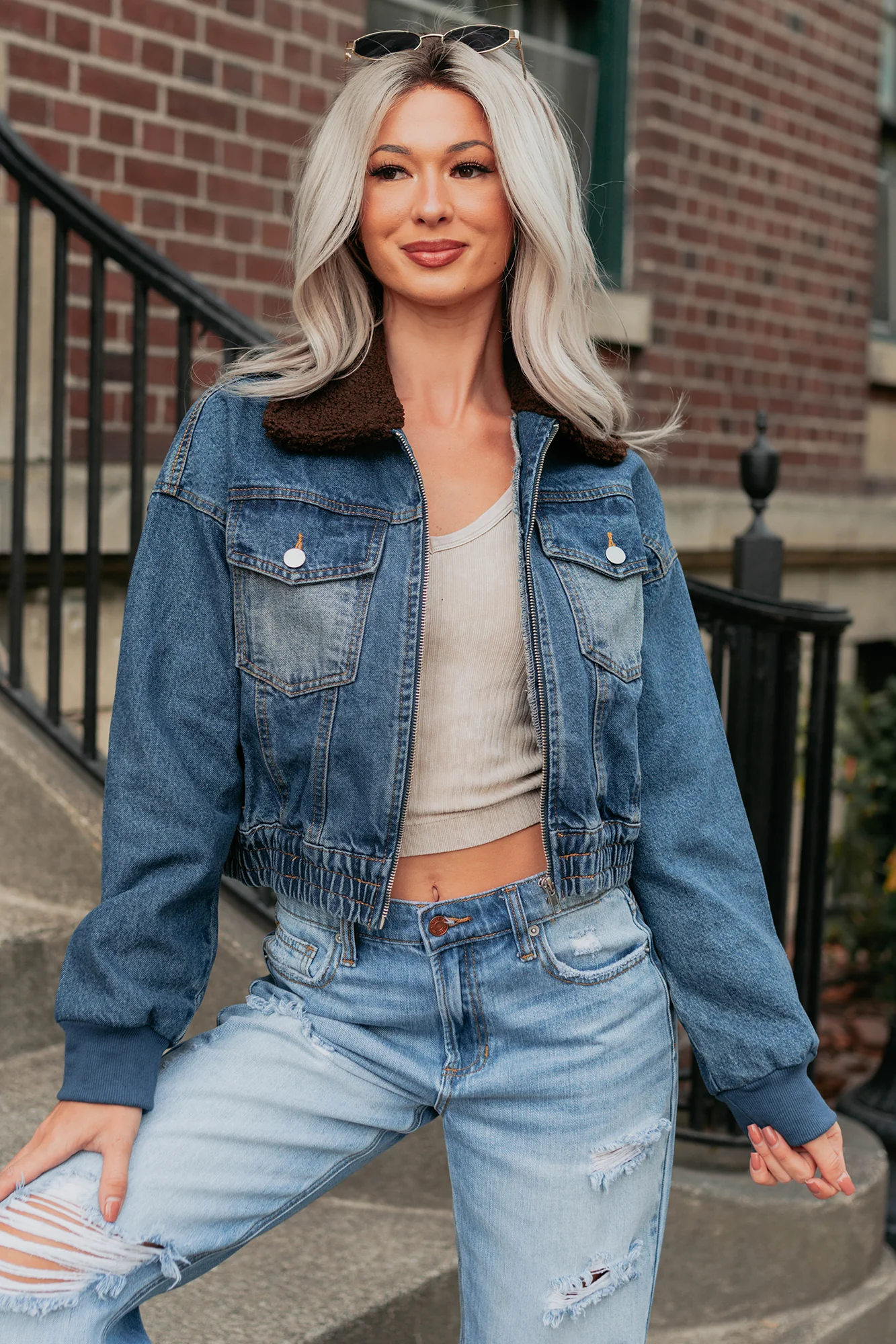 Breaking The Quiet Sherpa Collared Jacket (Denim) - Image 14