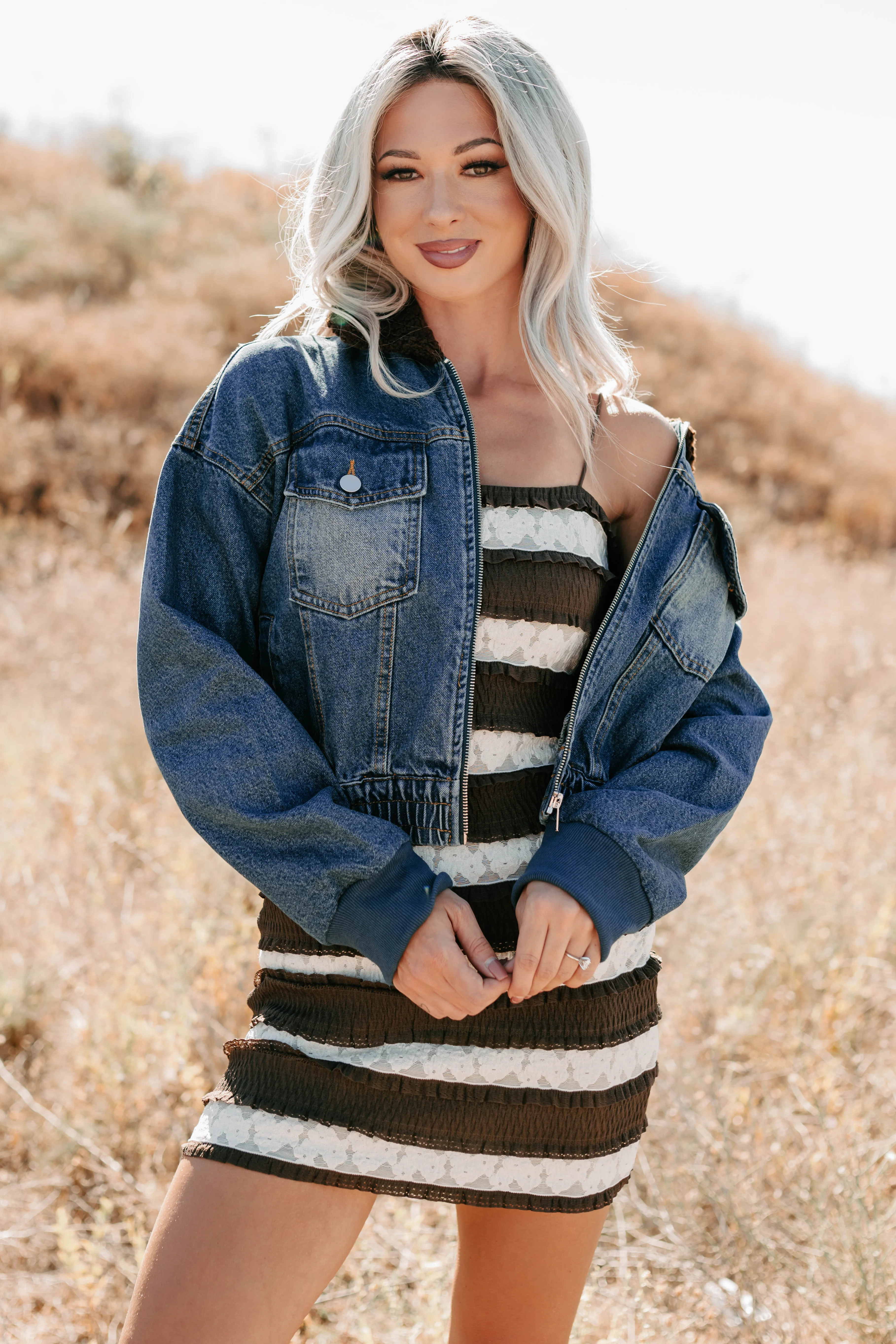Breaking The Quiet Sherpa Collared Jacket (Denim) - Image 3