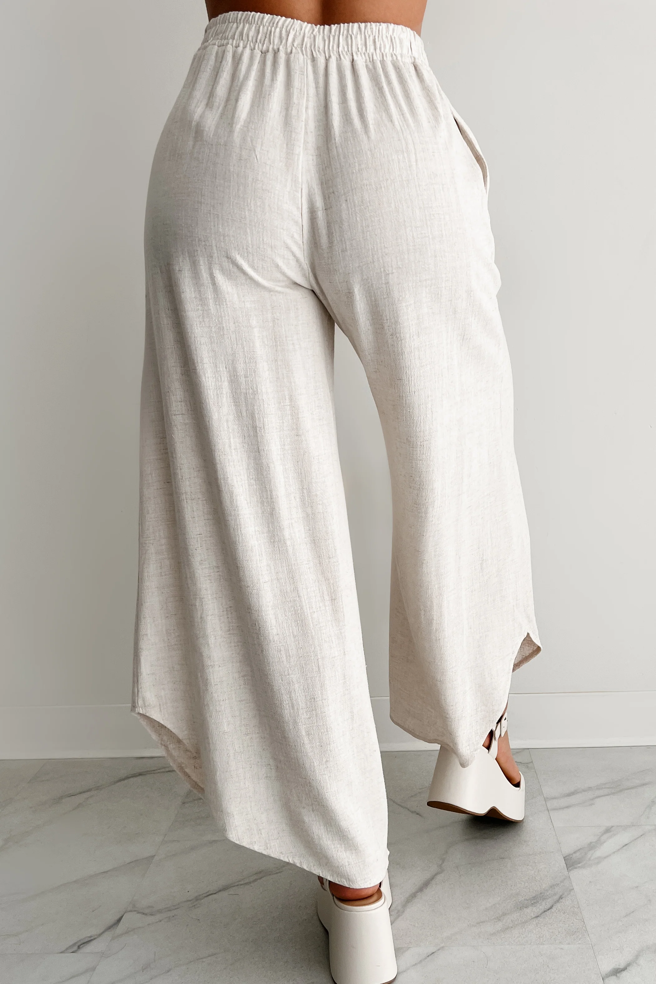 Breezy Hour High Rise Linen Pants (Oat) - Image 10