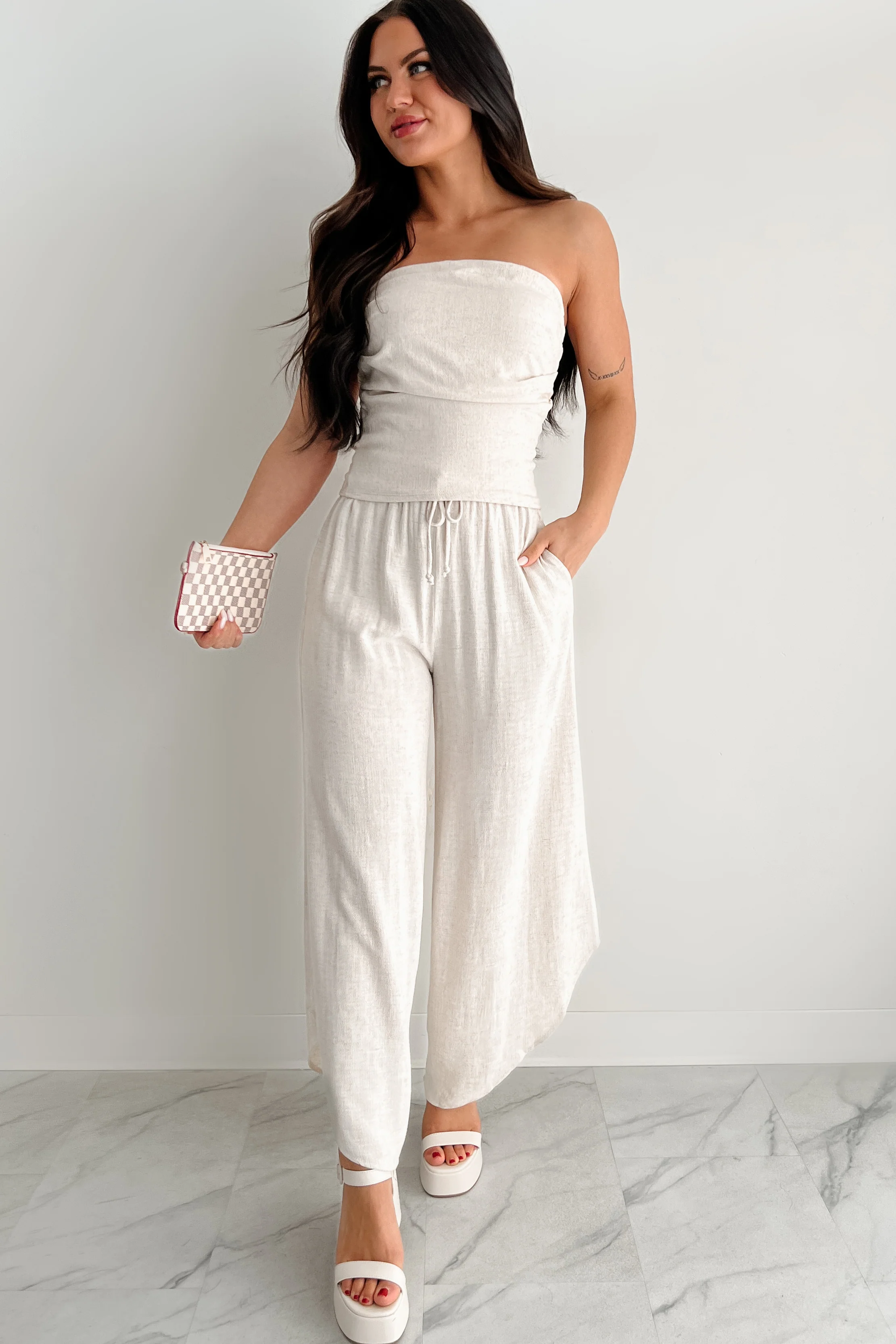 Breezy Hour High Rise Linen Pants (Oat) - Image 4