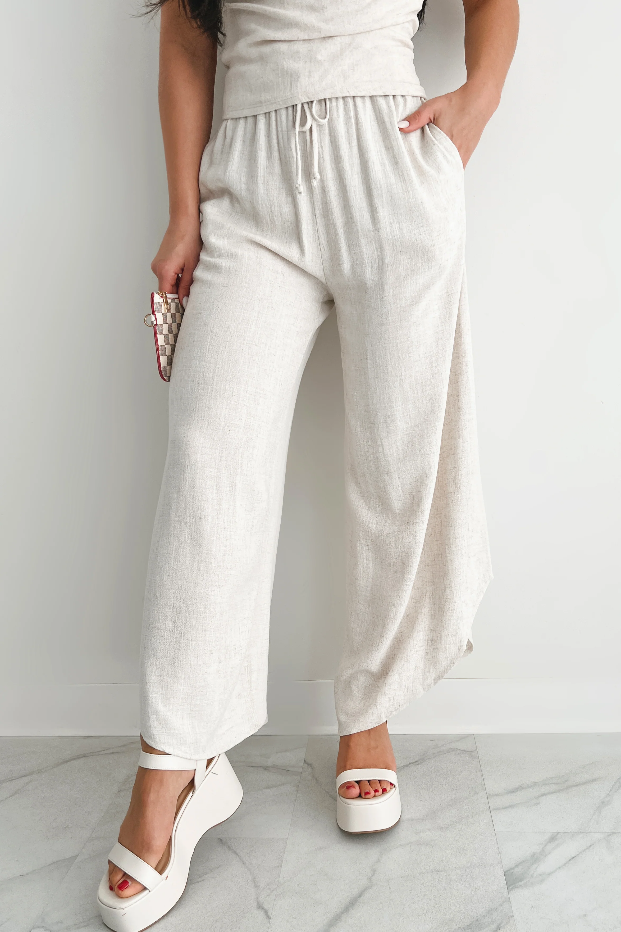 Breezy Hour High Rise Linen Pants (Oat) - Image 5