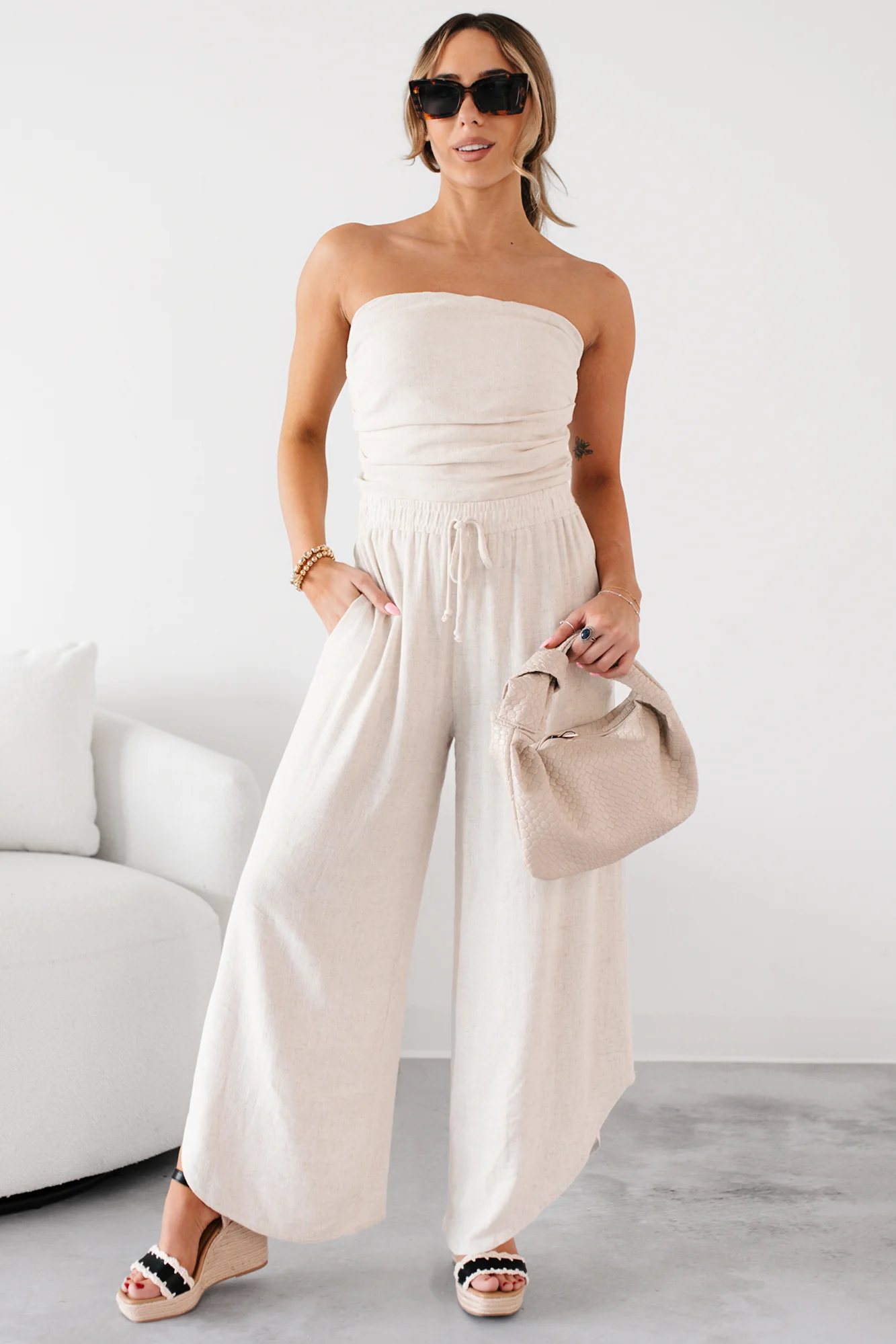 Breezy Hour High Rise Linen Pants (Oat) - Image 7
