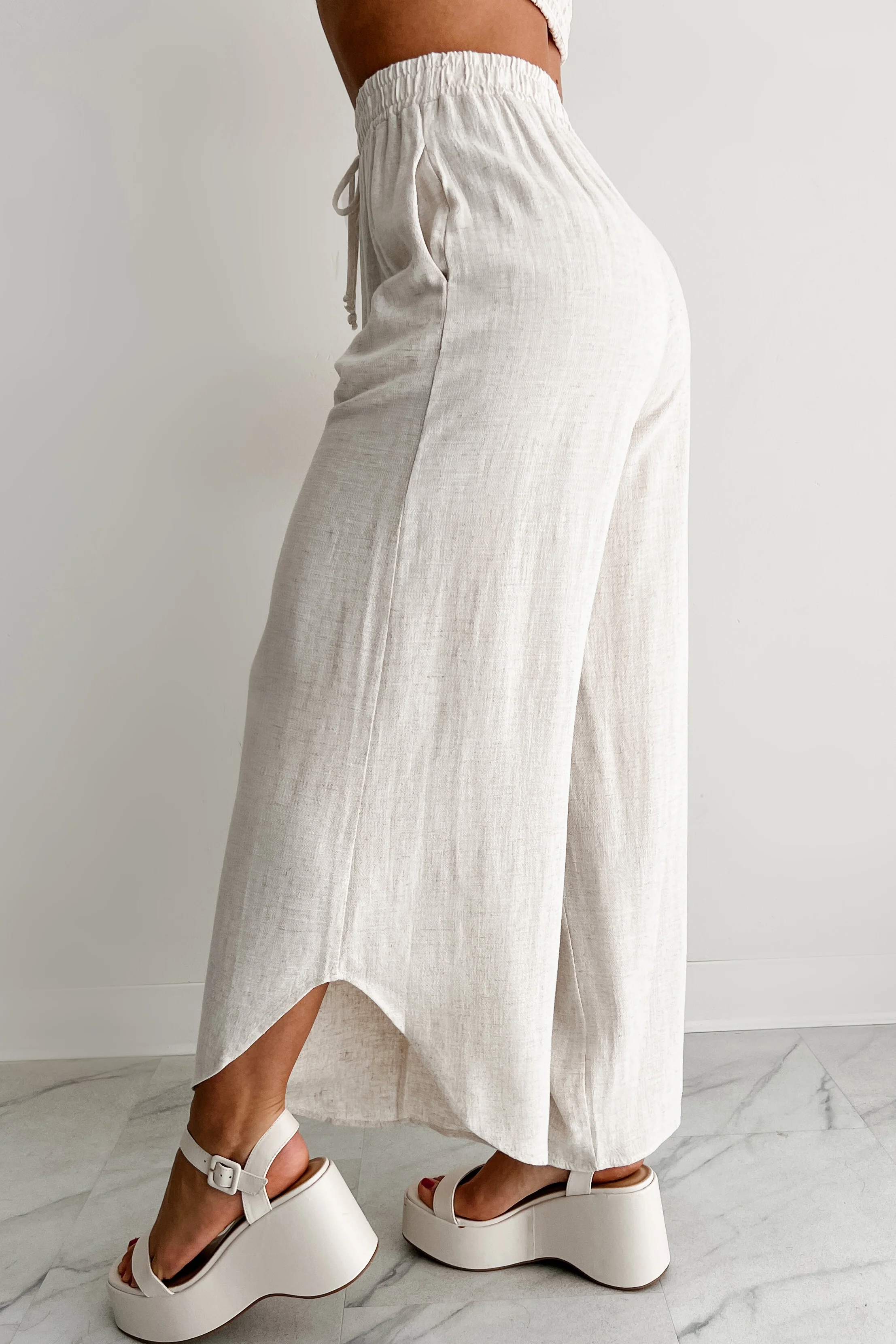 Breezy Hour High Rise Linen Pants (Oat) - Image 9
