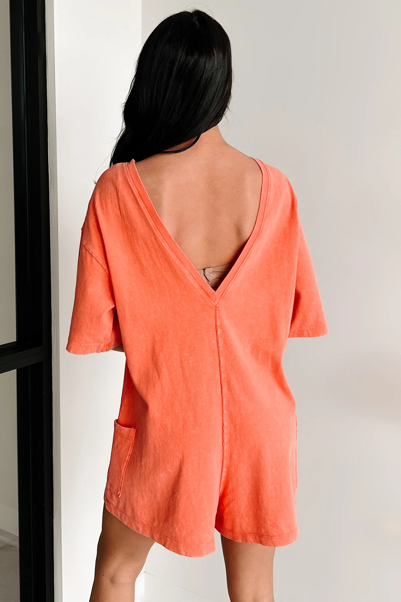 Bright As A Comet V Back Short Sleeve Romper (Tomato) - Image 4