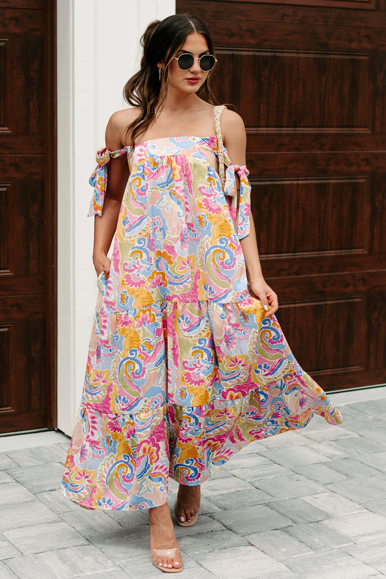 Brunch In Bali Tie-Shoulder Paisley Maxi Dress (Multi) - Image 12