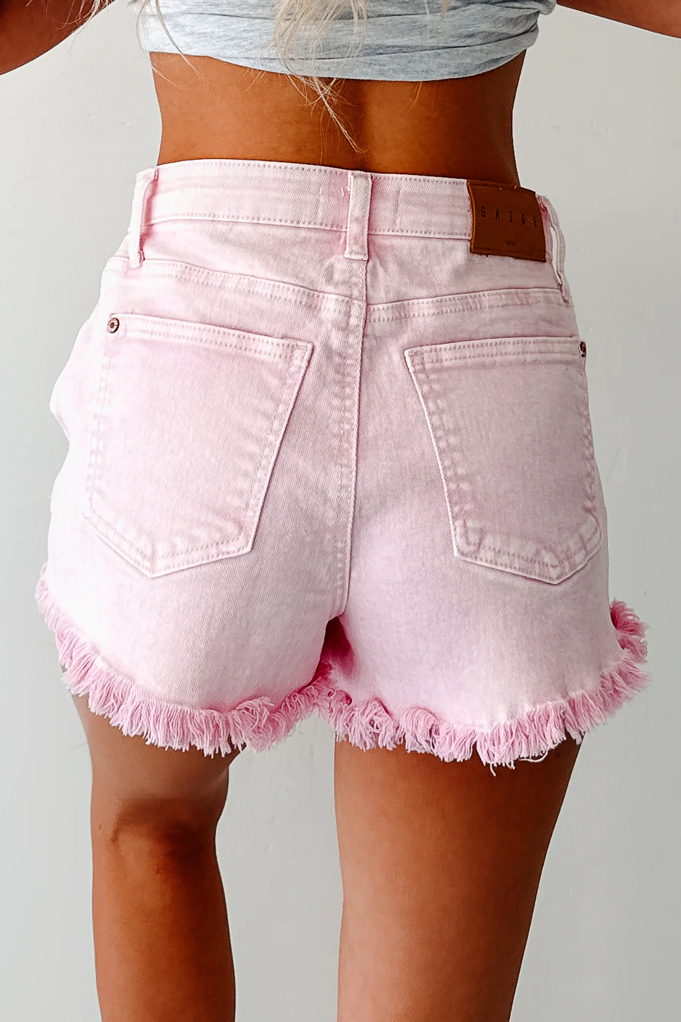 Bubblegum Bliss Washed Saige Denim Shorts (Pink) - Image 6