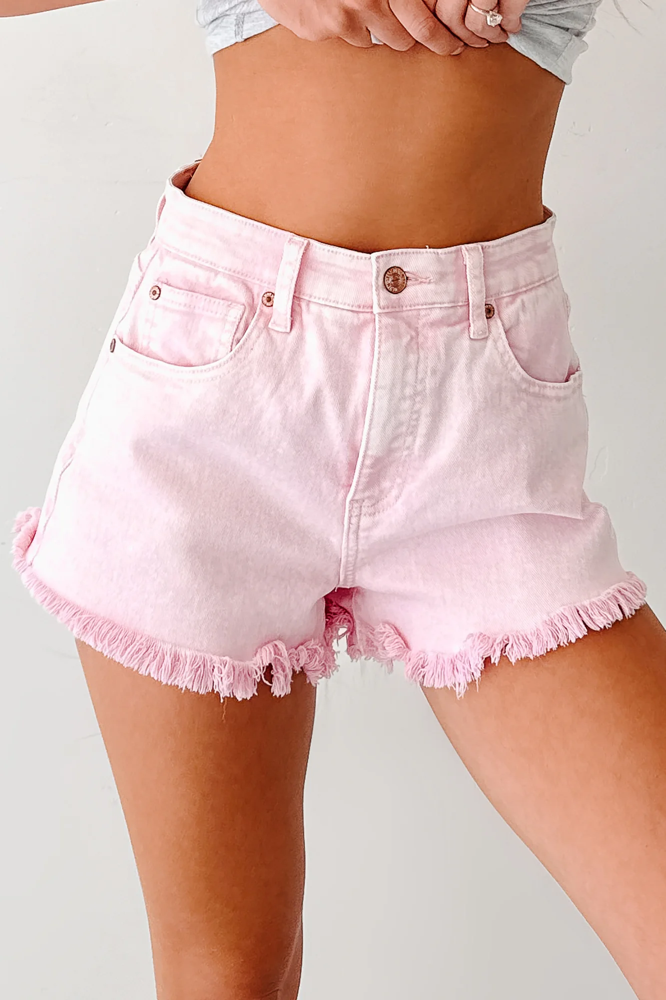 Bubblegum Bliss Washed Saige Denim Shorts (Pink) - Image 7
