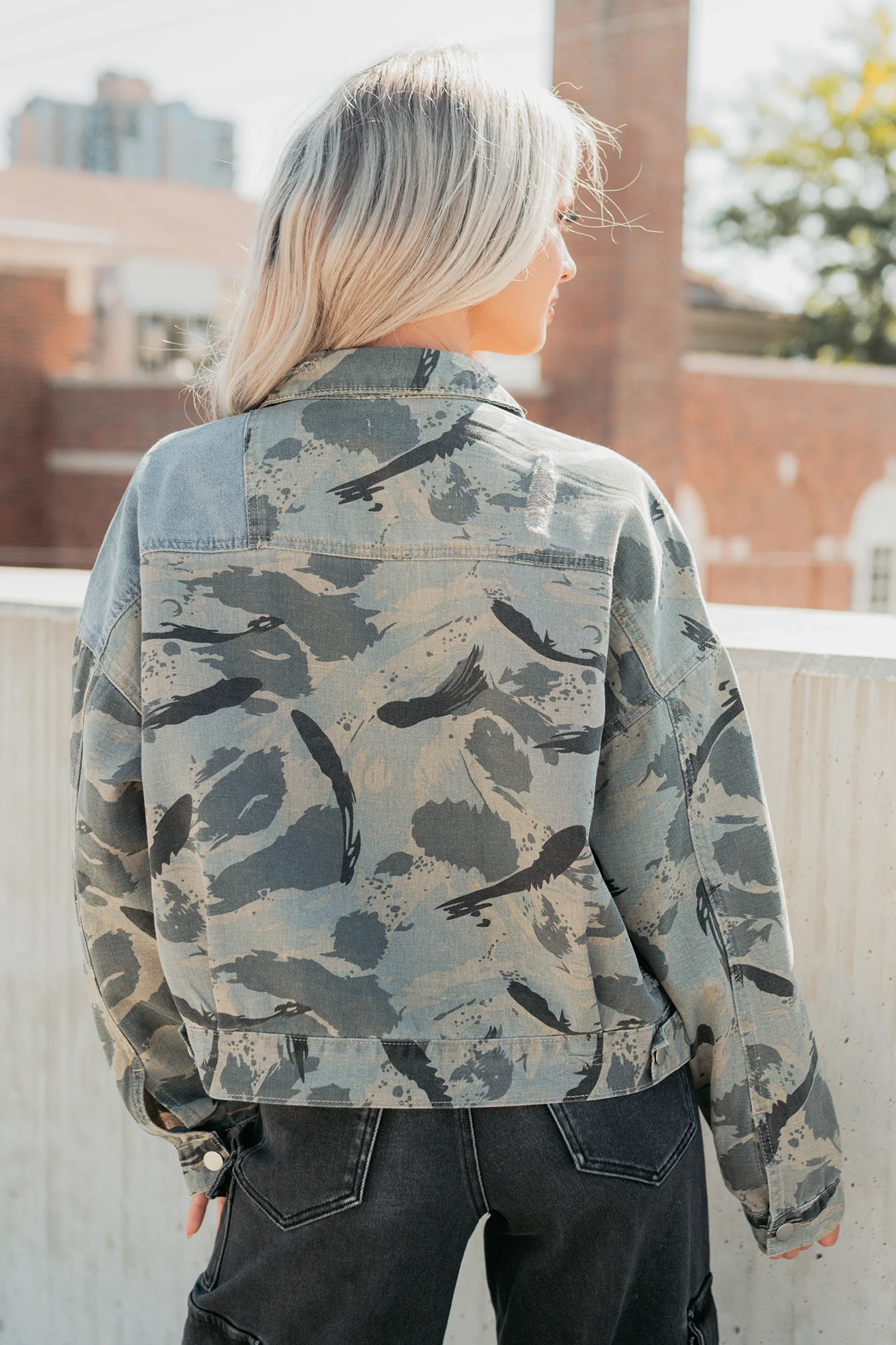 Built To Win Distressed Denim POL Jacket (Vintage Camo) - Image 4
