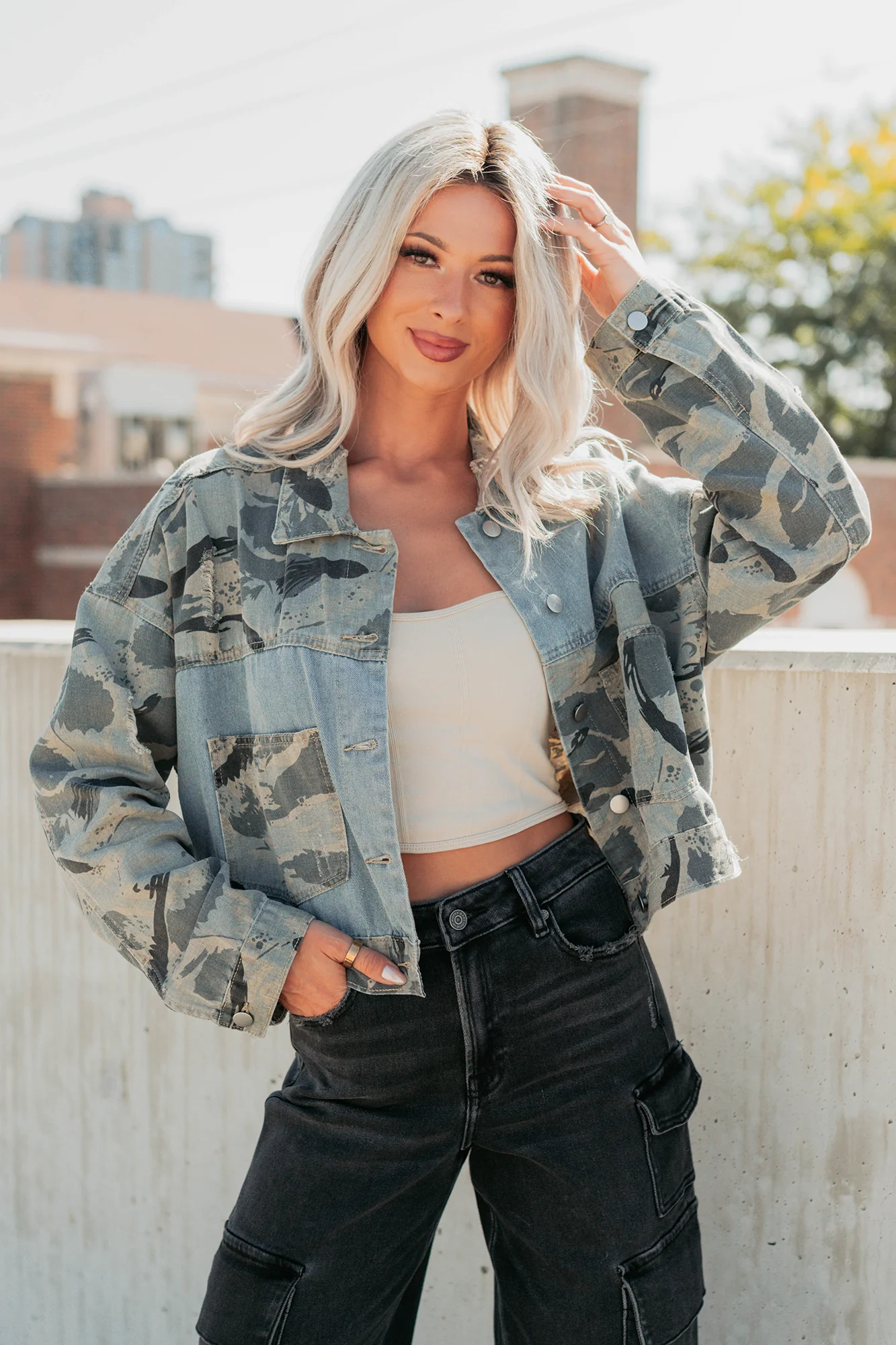 Built To Win Distressed Denim POL Jacket (Vintage Camo) - Image 5