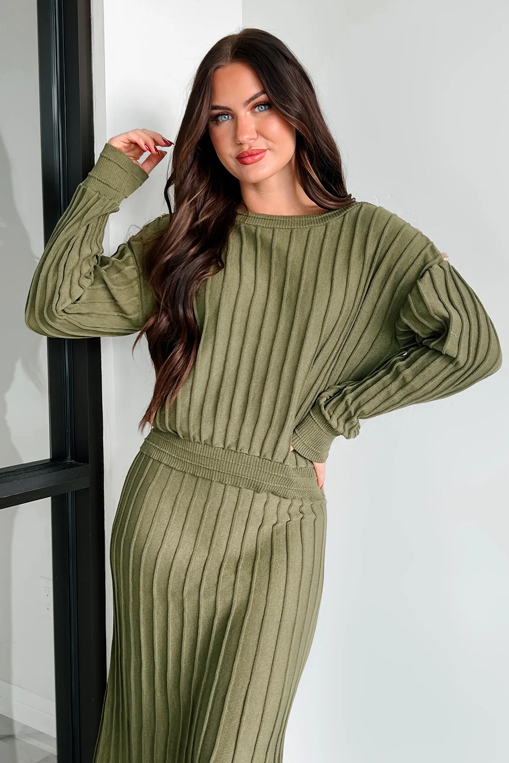 Business Talks Button Detailed Sweater (Olive) - Image 4