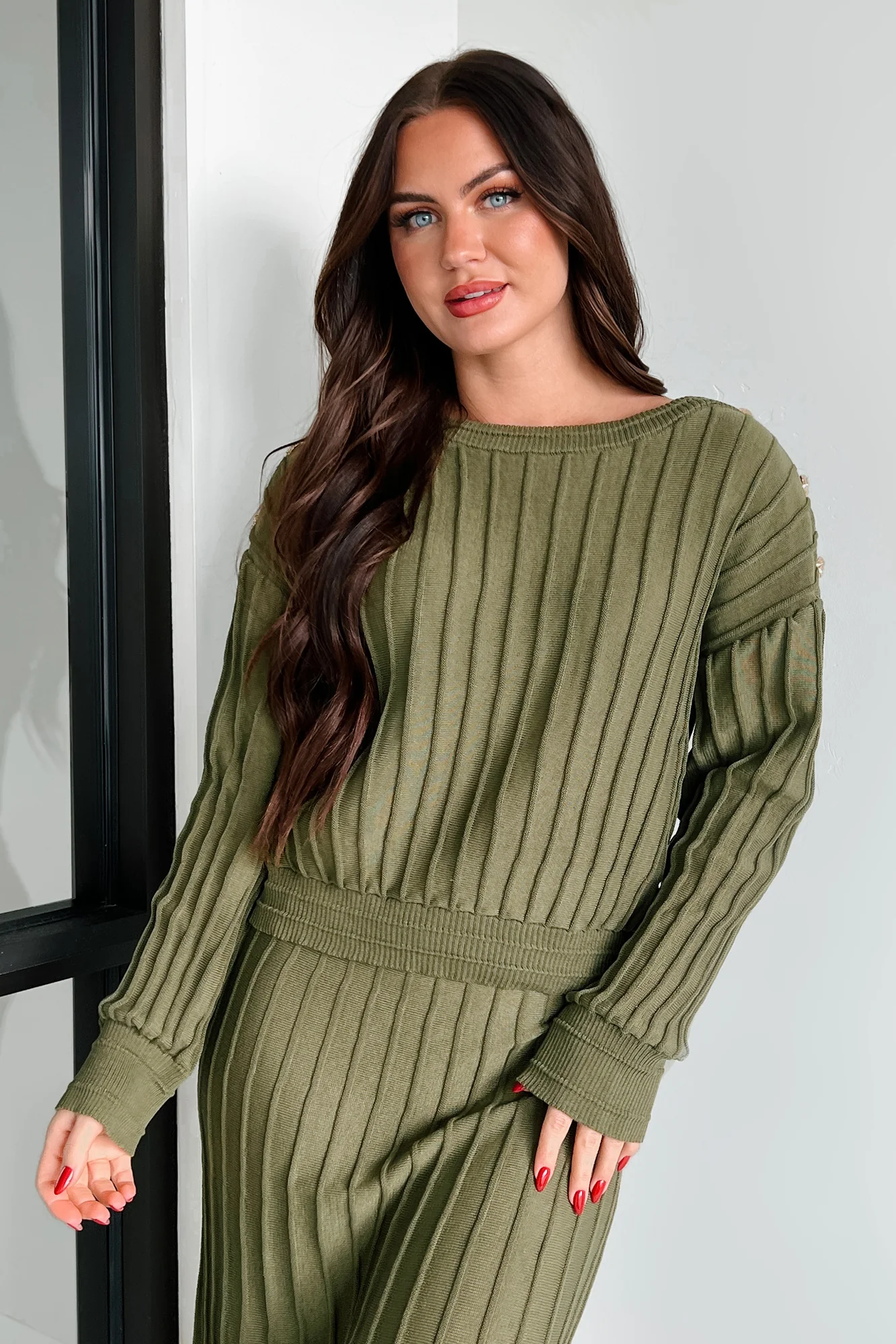 Business Talks Button Detailed Sweater (Olive) - Image 6