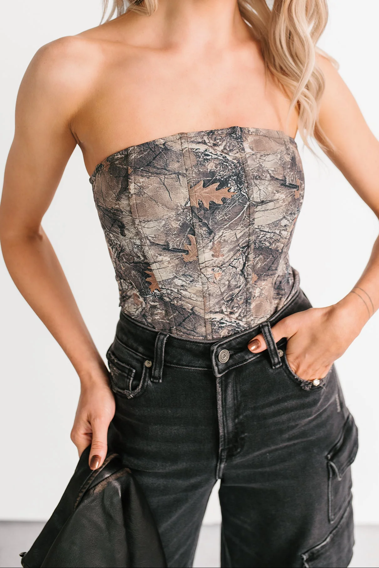 Cabin Moments Strapless Corset Top (Camo) - Image 4