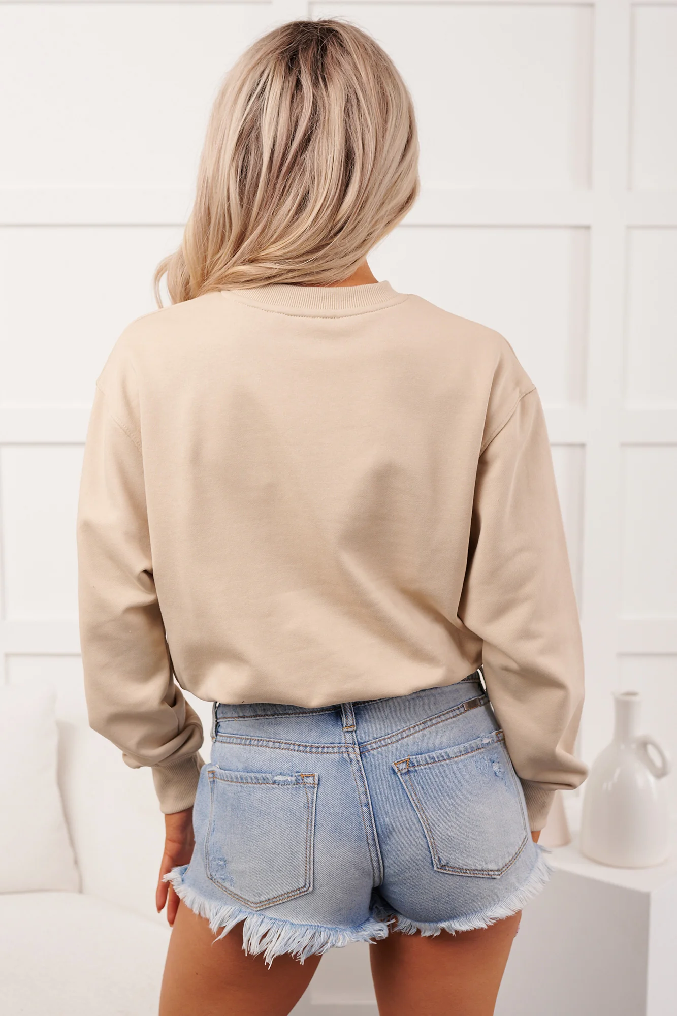 Cafe Stroll Bubble Hem Sweatshirt (Taupe) - Image 6