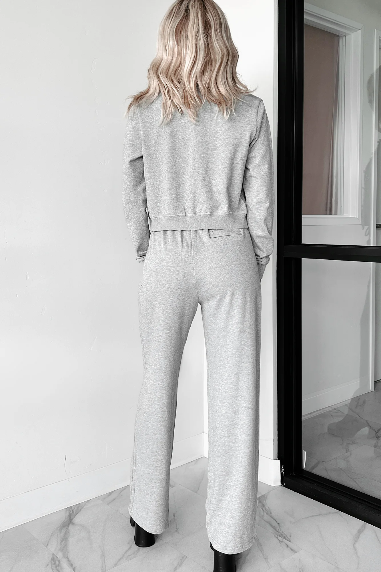 Caledon Drawstring Waist Sweatpants (Melange Grey) - Image 4