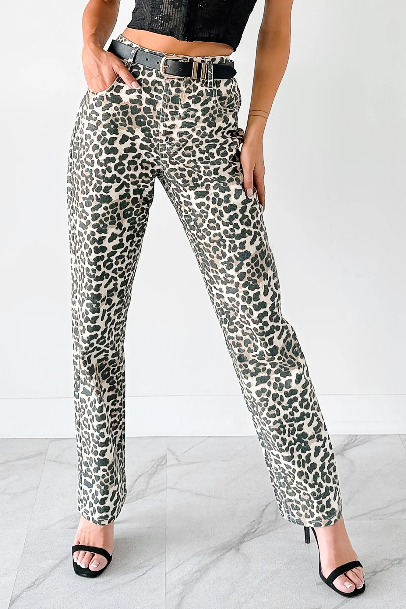 Calista High Rise Straight Leg Saige Denim Jeans (Leopard) - Image 2