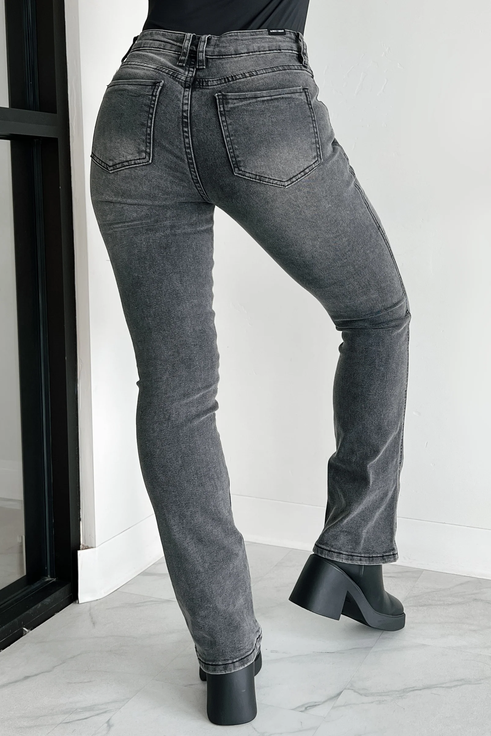 Calix Zipper Pocket Almost Famous Bootcut Jeans (Black Denim) - Image 5