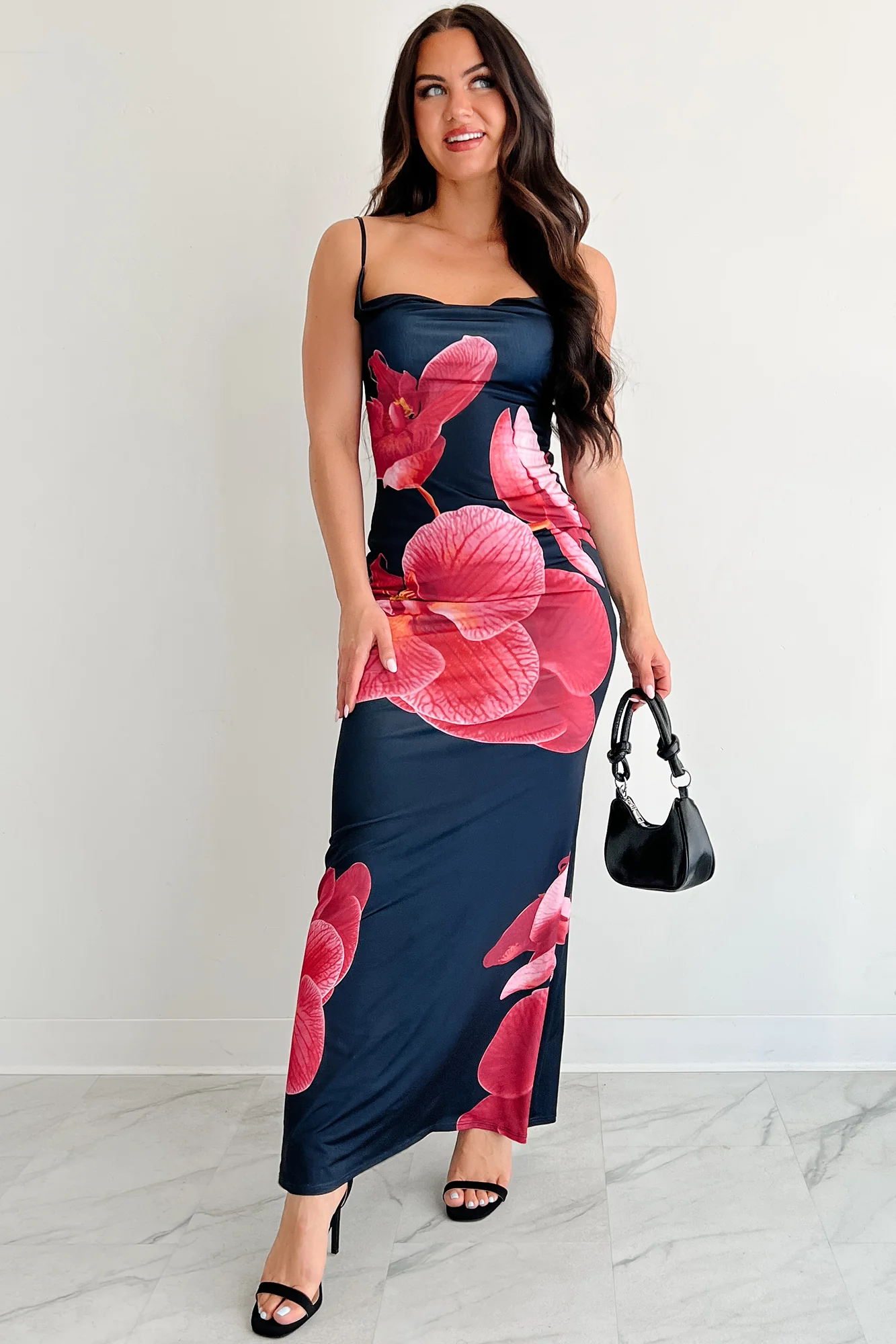 Call Me Maybe Sleeveless Floral Maxi Dress (Black) - Image 5