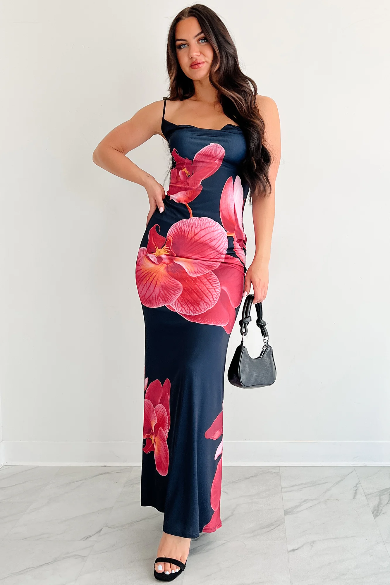 Call Me Maybe Sleeveless Floral Maxi Dress (Black) - Image 6