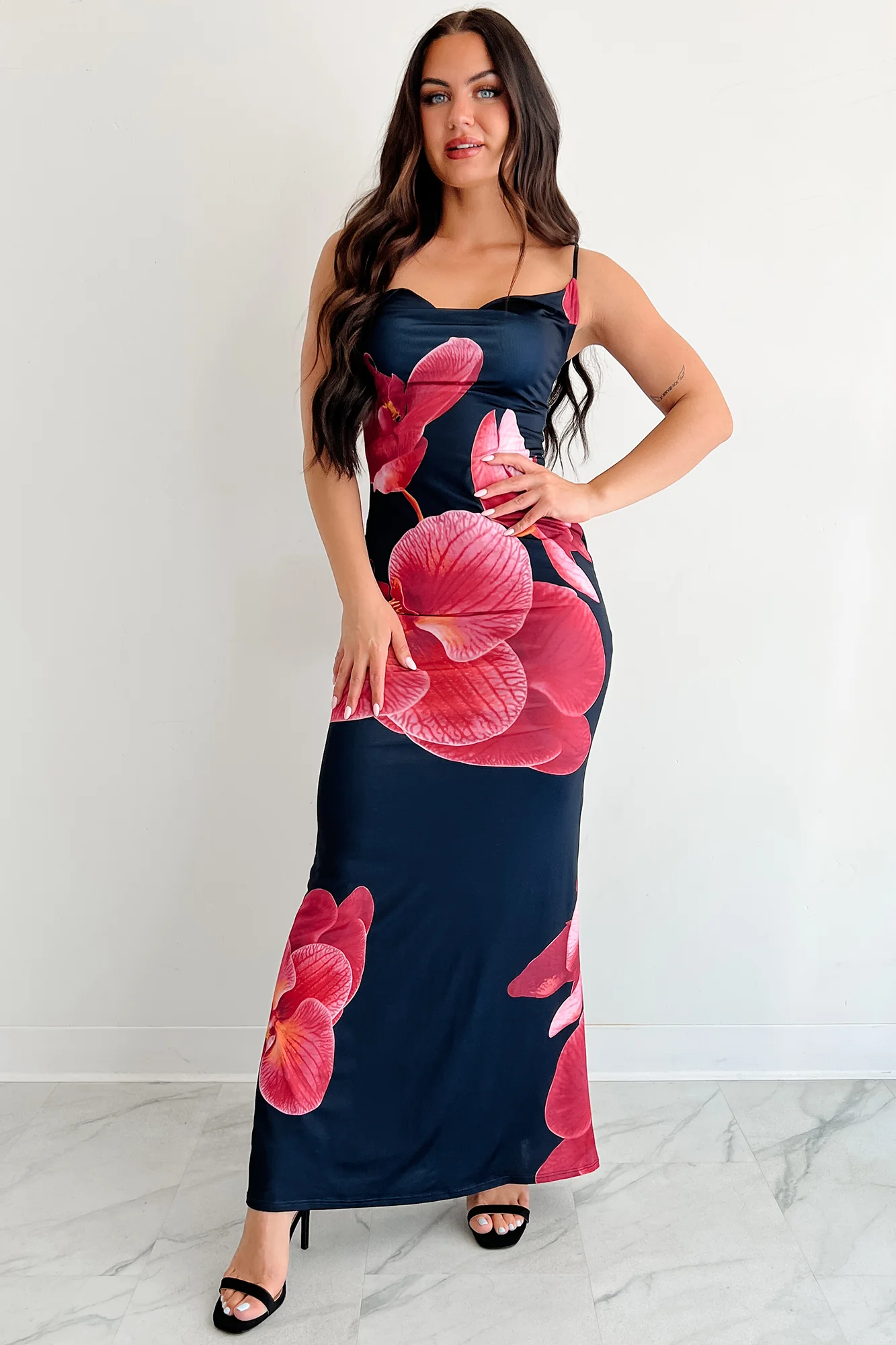 Call Me Maybe Sleeveless Floral Maxi Dress (Black) - Image 7