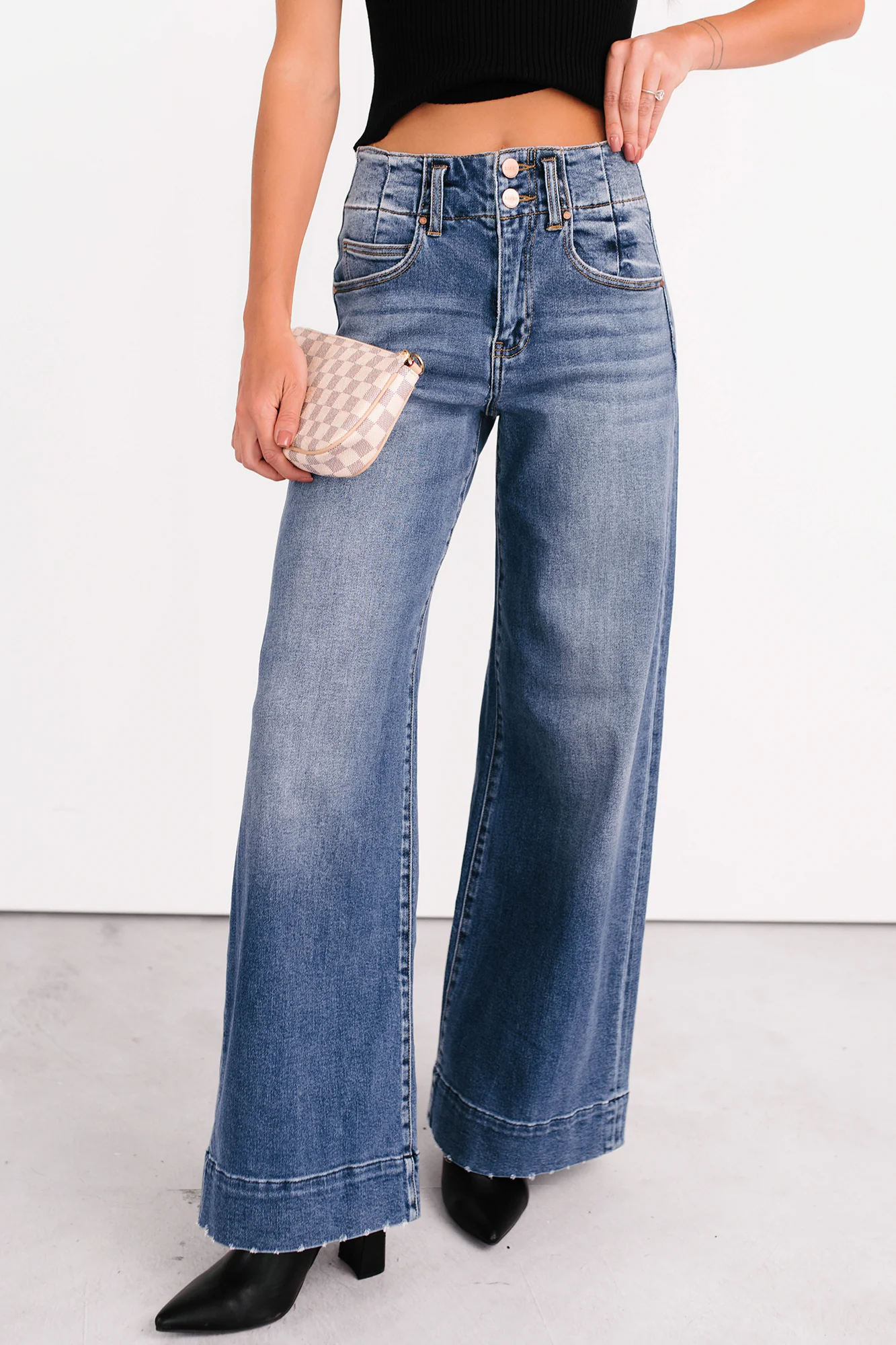 Calla Wide Leg High Rise Risen Jeans (Dark) - Image 5