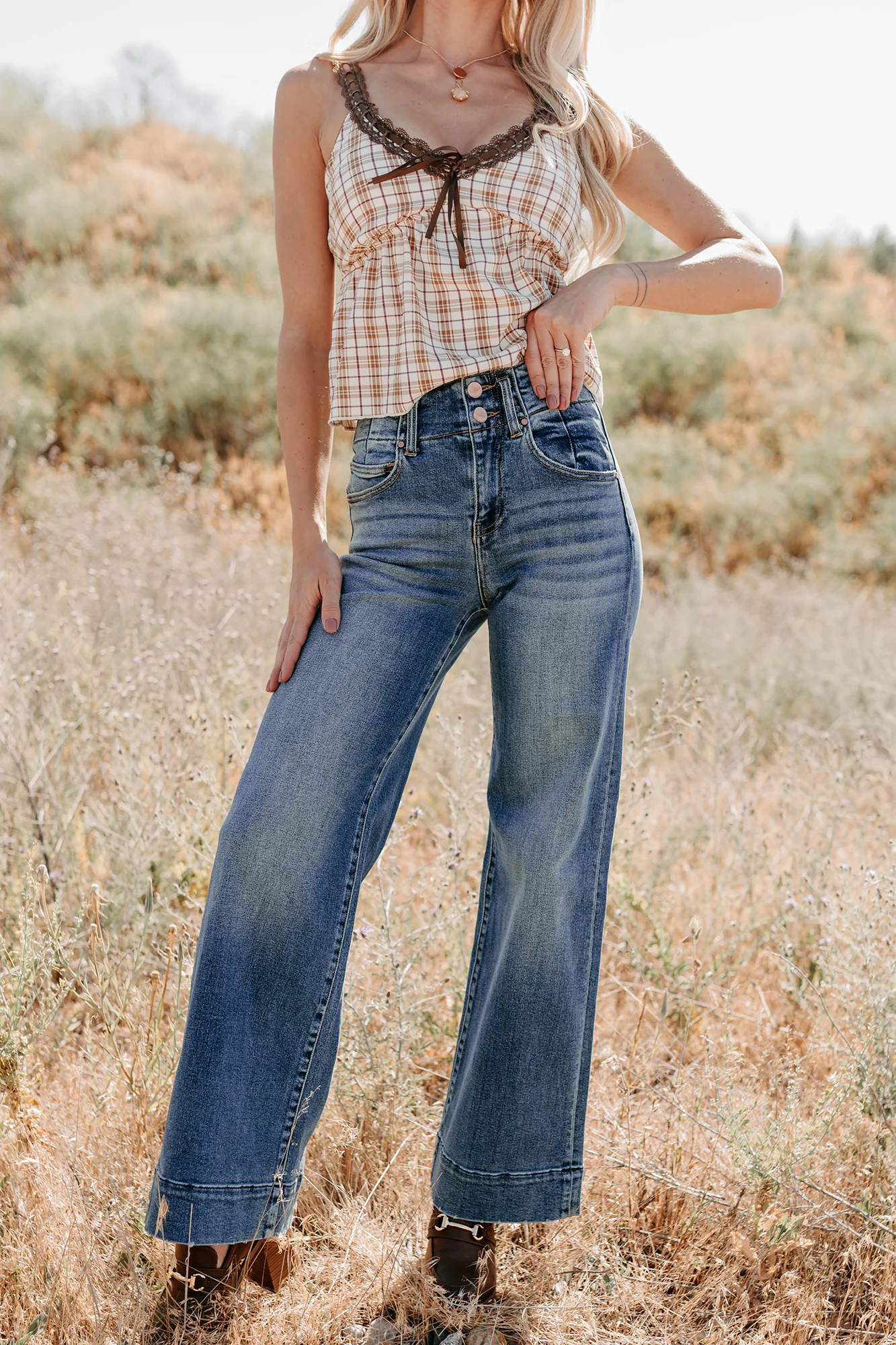Calla Wide Leg High Rise Risen Jeans (Dark) - Image 6
