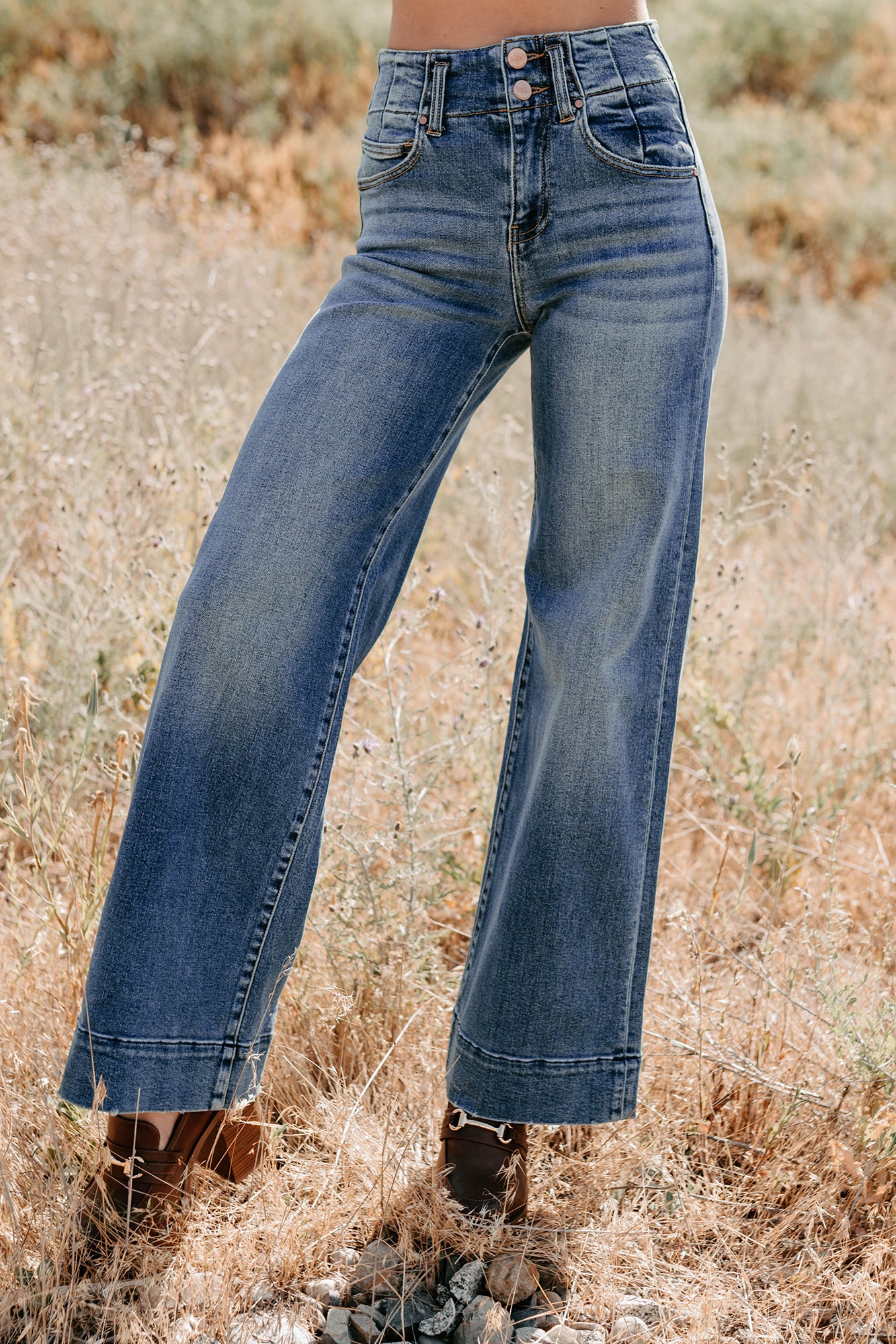 Calla Wide Leg High Rise Risen Jeans (Dark) - Image 7
