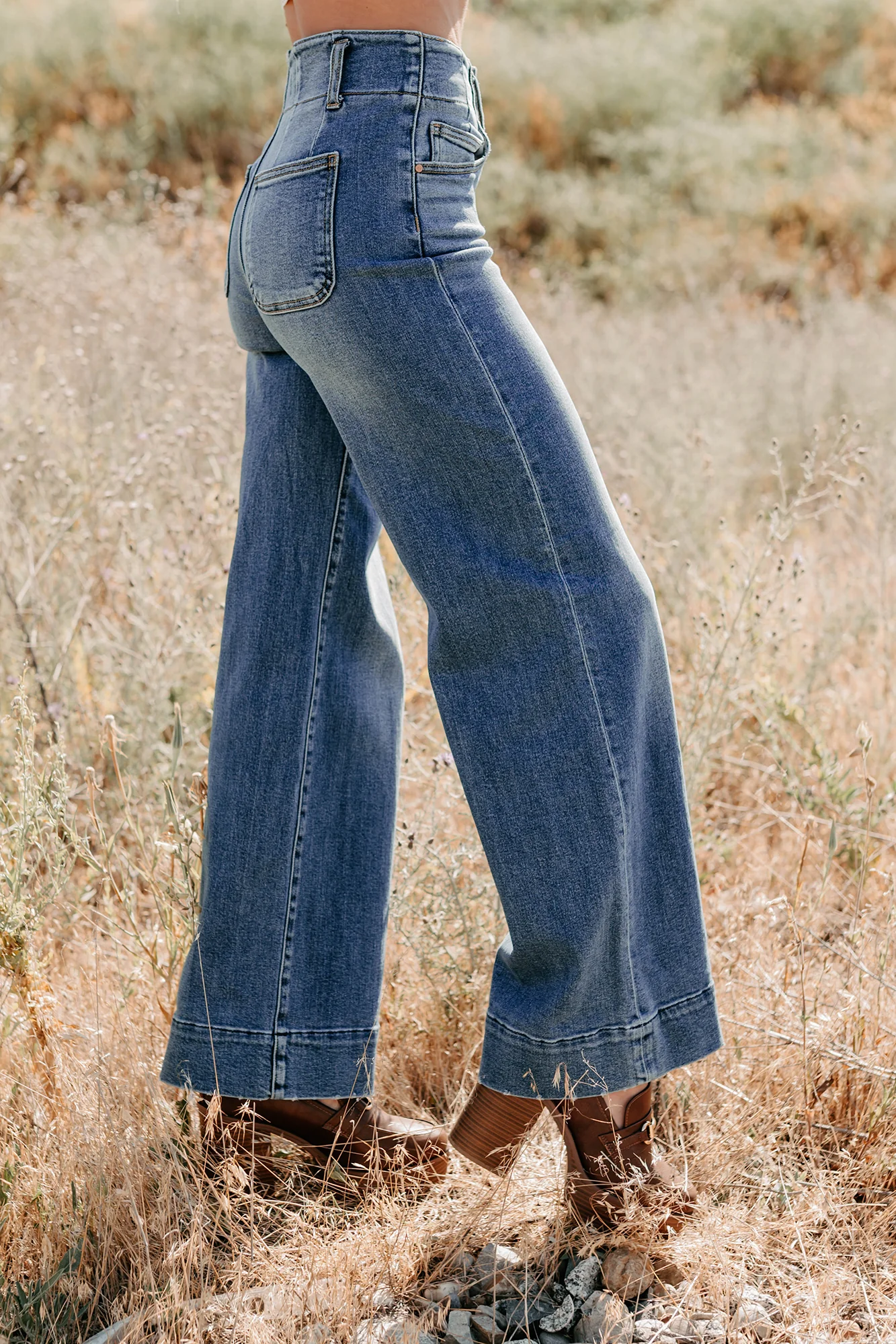 Calla Wide Leg High Rise Risen Jeans (Dark) - Image 8