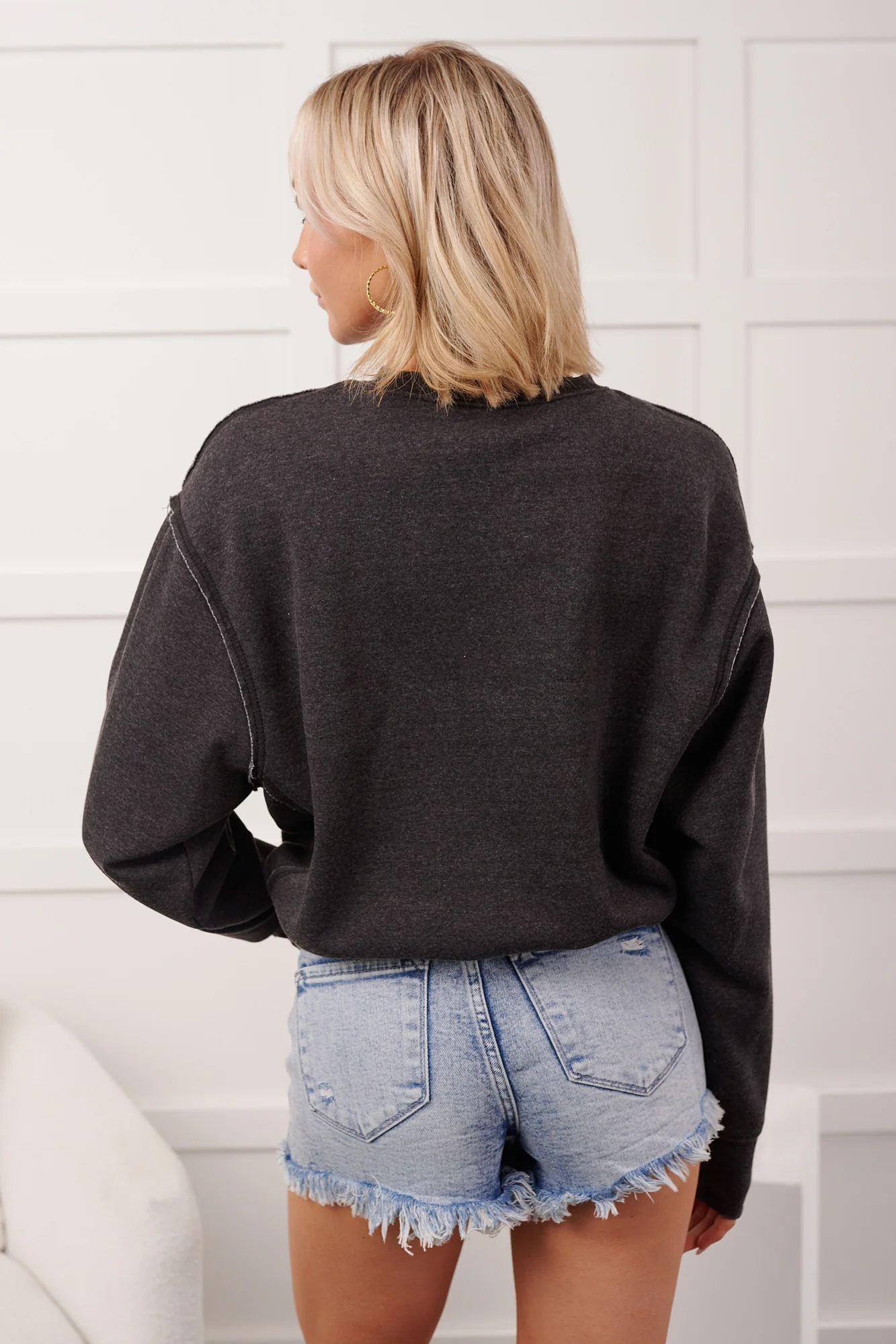 Calm Company Raw Seam Sweatshirt (Black) - Image 6