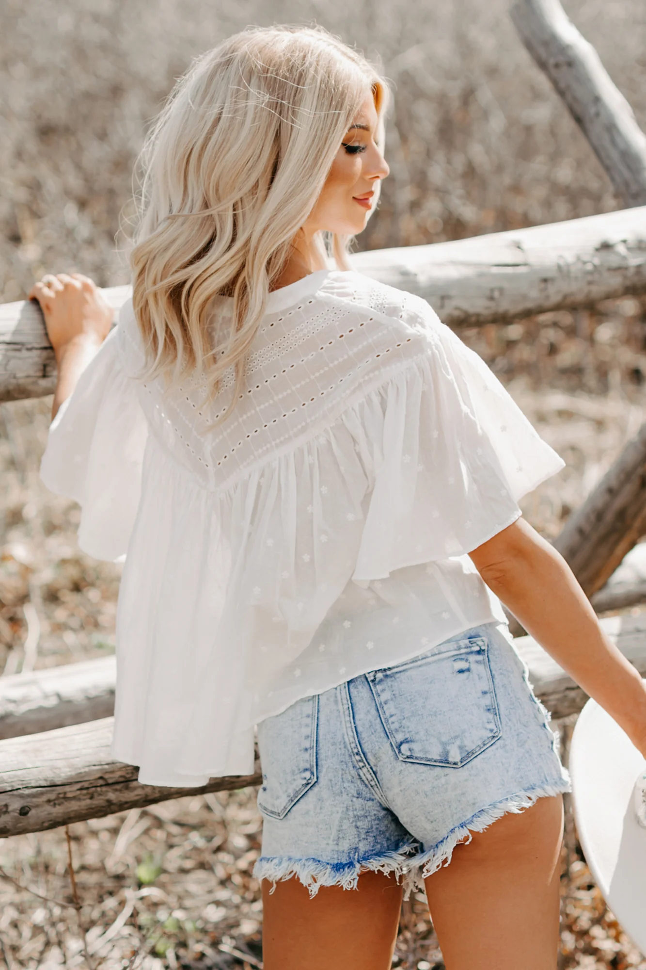 Carefree Bliss Embroidered Flowy Top (Off White) - Image 4