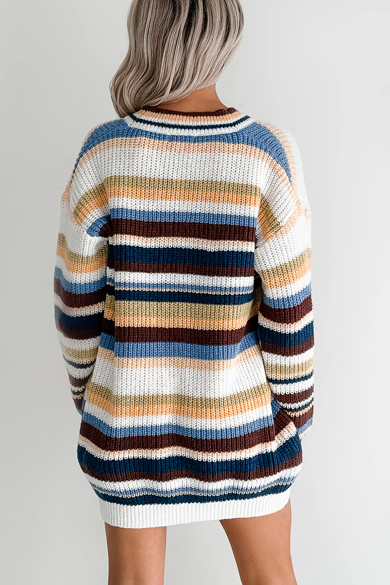 Carefree Comfort Striped Knit Cardigan (Blue/Multi) - Image 4