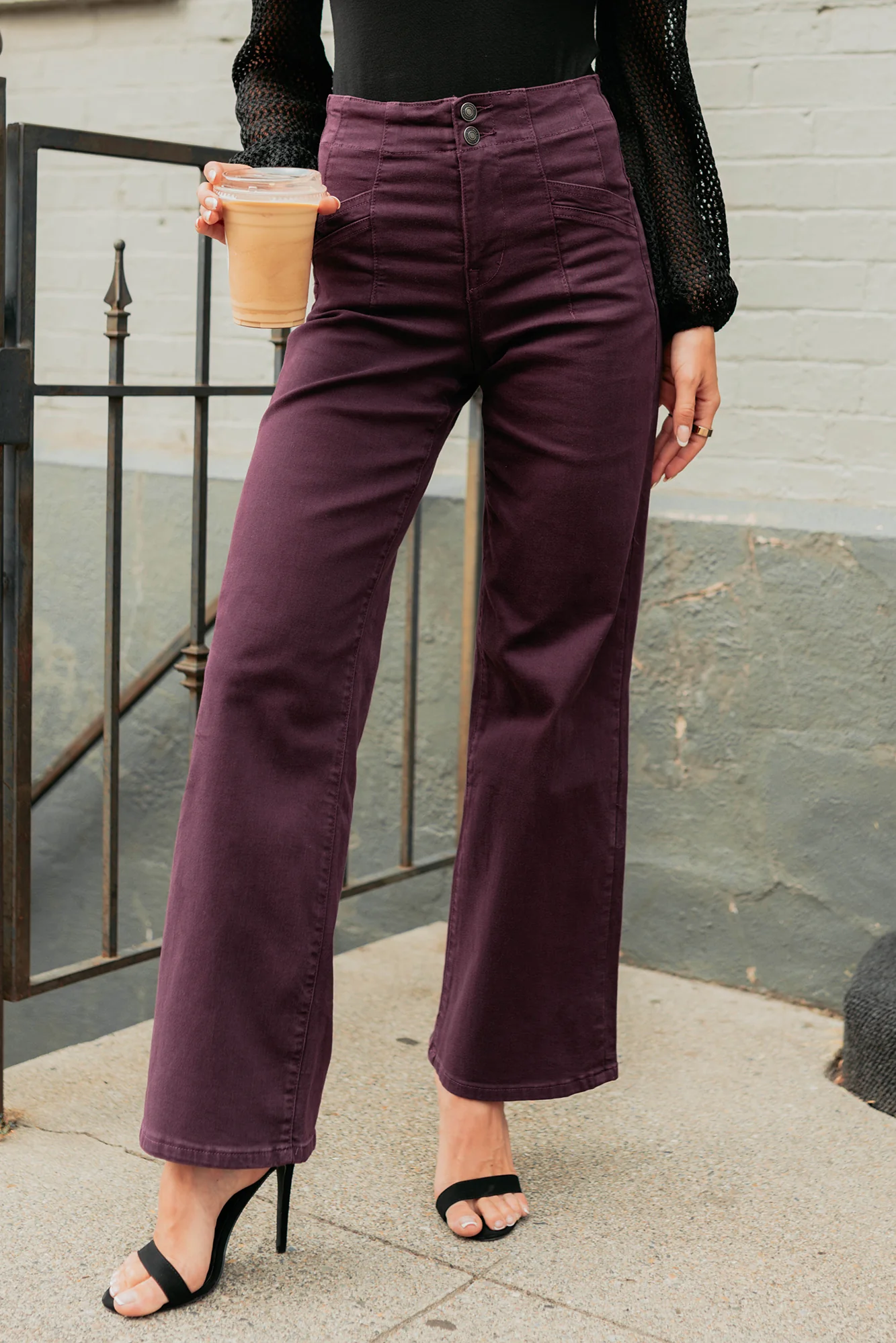 Carlotta High Rise Wide Leg Mica Denim Jeans (Plum) - Image 2