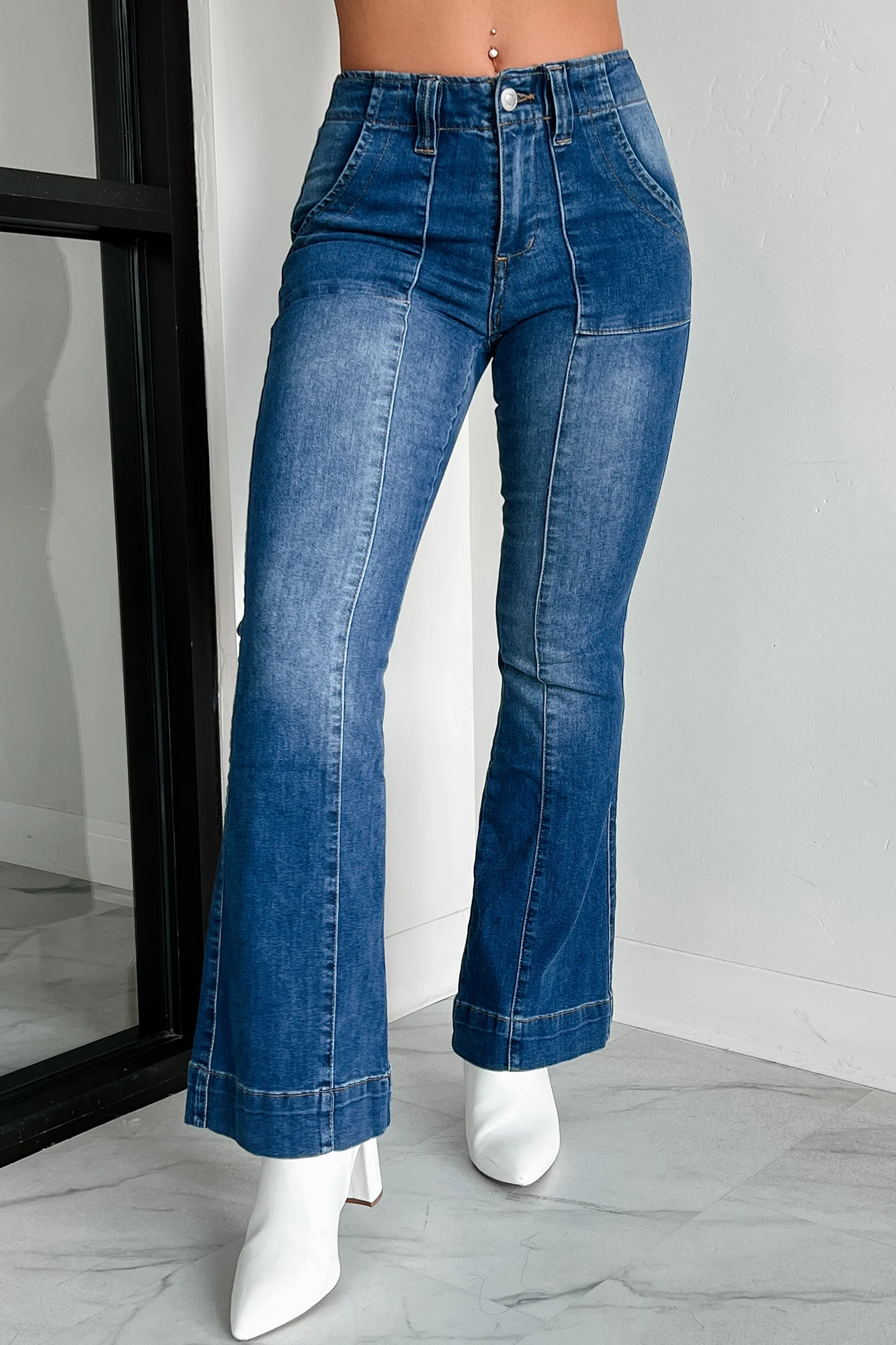 Casper Almost Famous High Rise Flare Jeans (Medium-Dark Wash) - Image 4